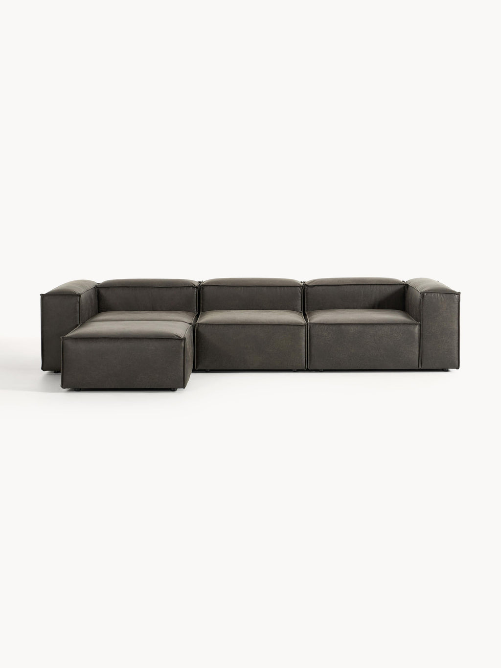 Modulares Sofa Lennon (4-Sitzer) aus Leder mit Hocker (links/rechts)