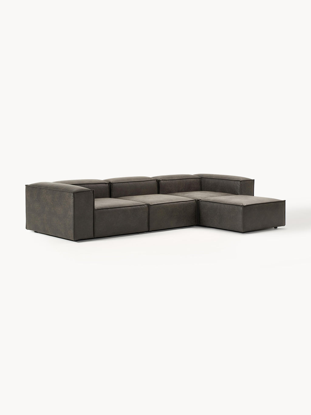Modulares Sofa Lennon (4-Sitzer) aus Leder mit Hocker (links/rechts)