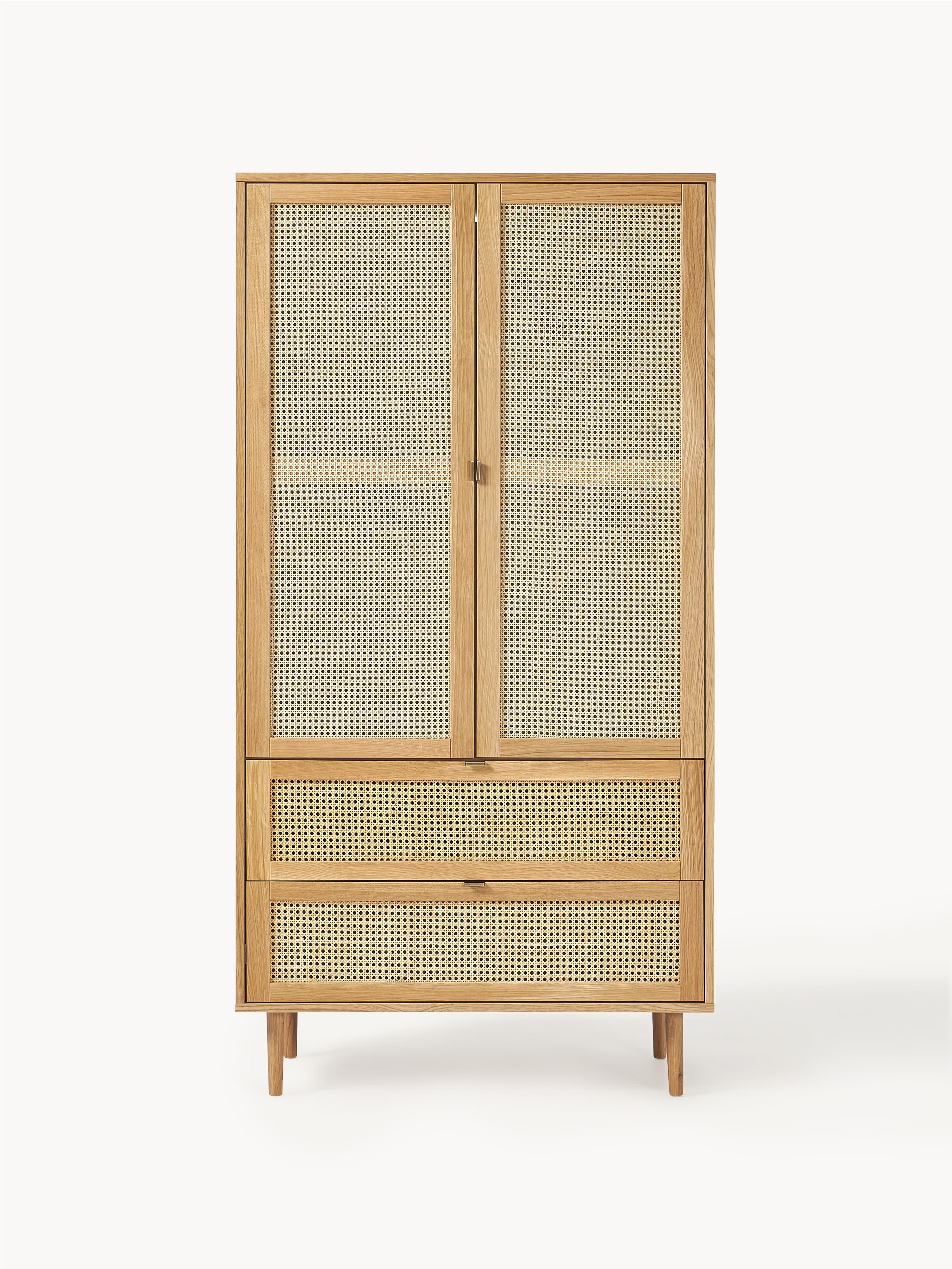 Kleiner Kleiderschrank Aries mit Wiener Geflecht, 2-türig