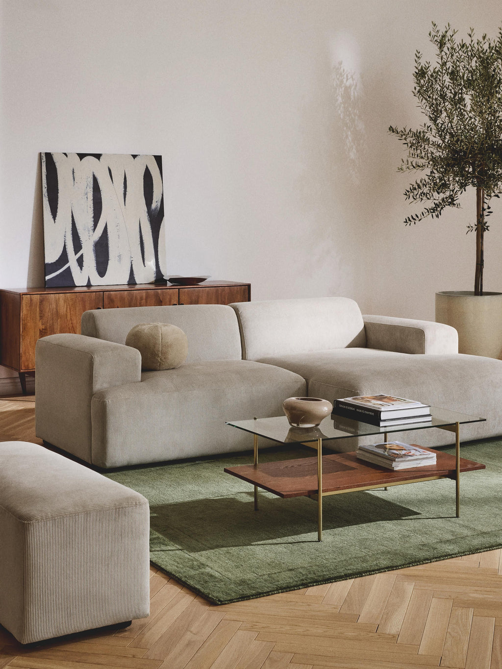 Cord-Ecksofa Melva (3-Sitzer)