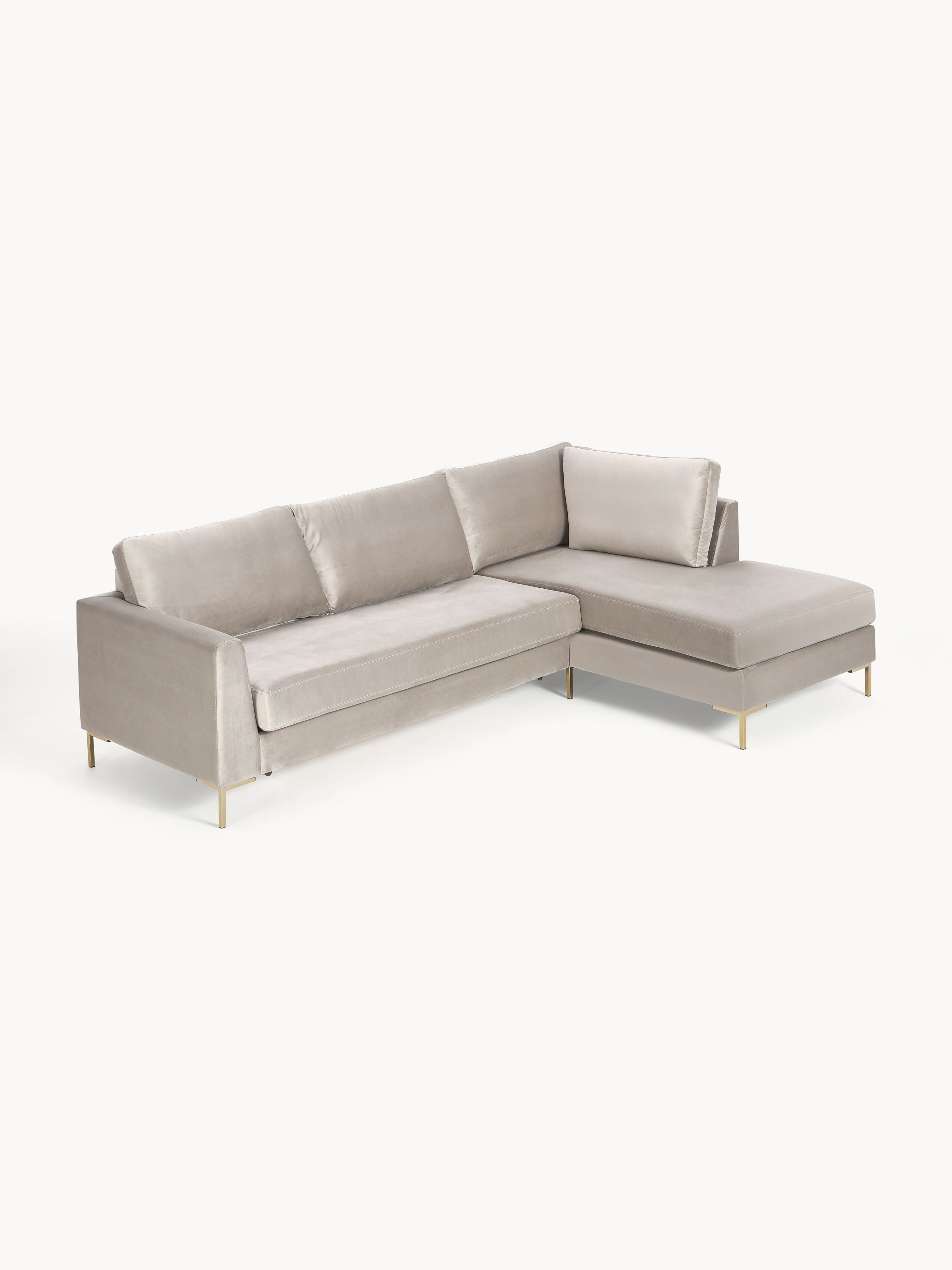 Samt-Schlafsofa Luna mit Matratze, 3-Sitzer