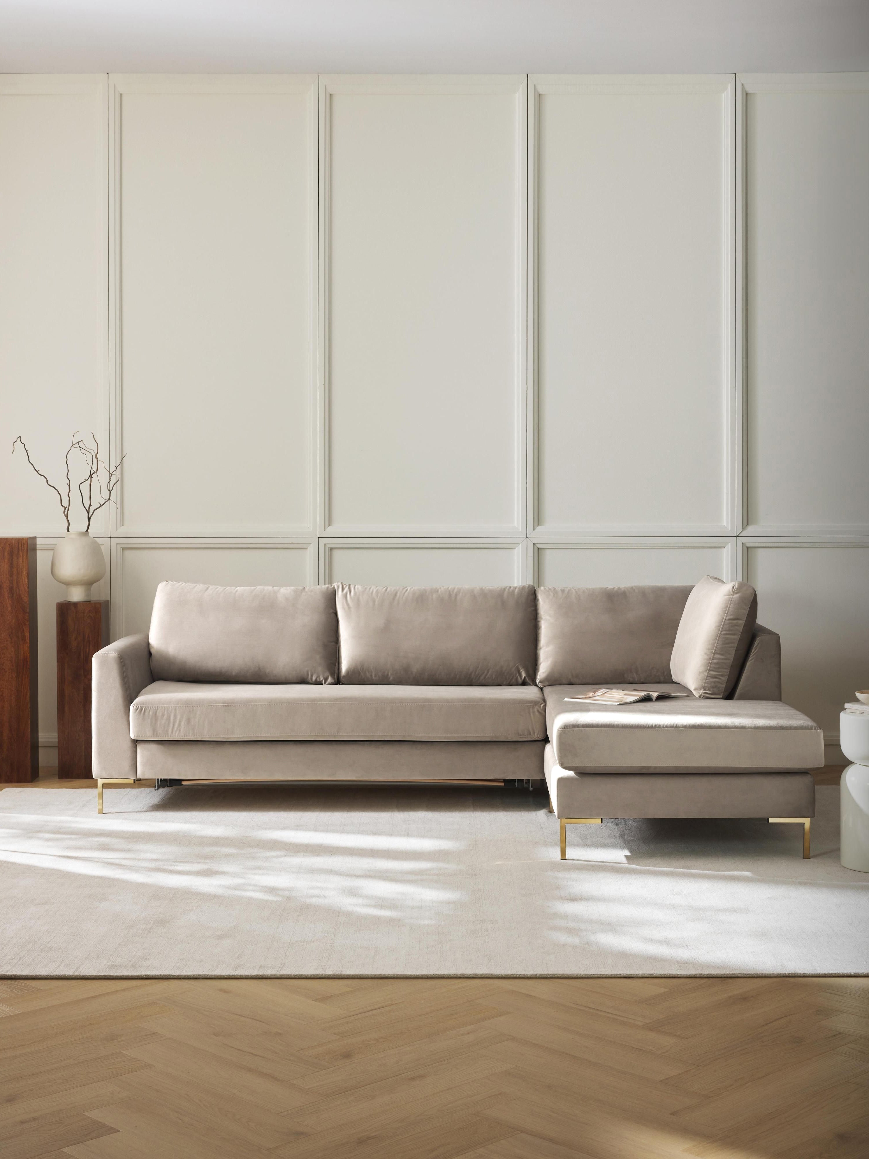 Samt-Schlafsofa Luna mit Matratze, 3-Sitzer
