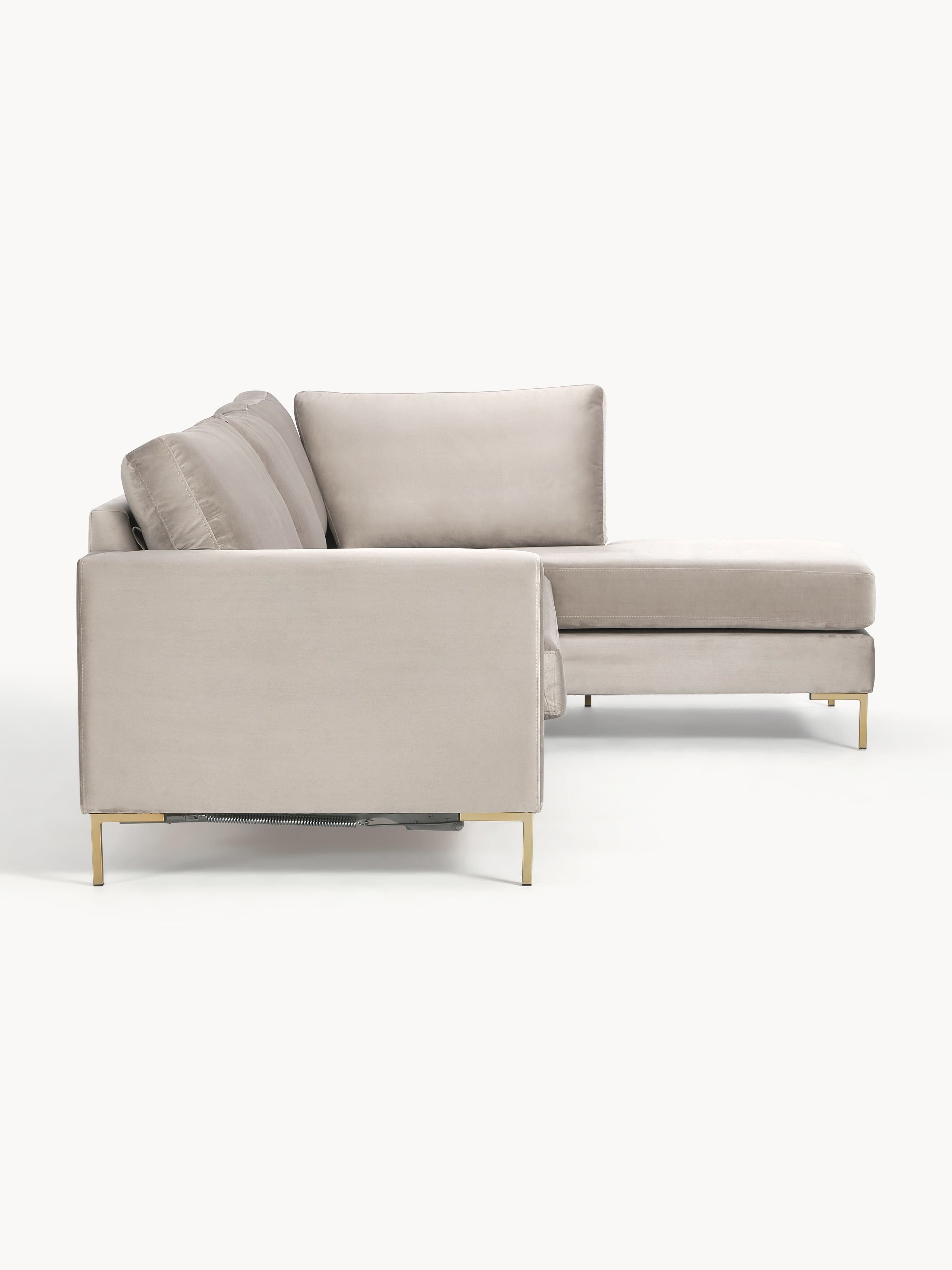 Samt-Schlafsofa Luna mit Matratze, 3-Sitzer