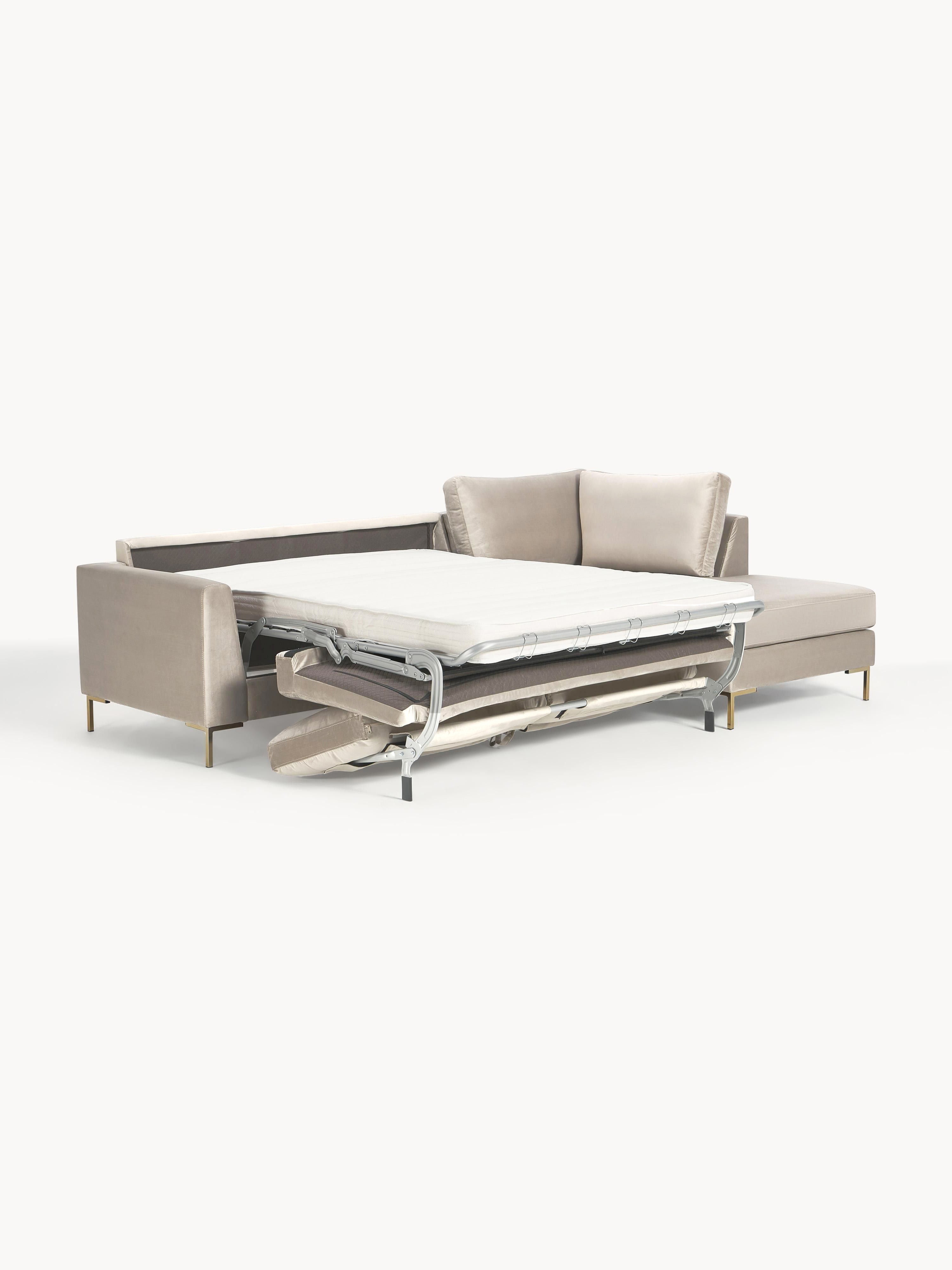 Samt-Schlafsofa Luna mit Matratze, 3-Sitzer