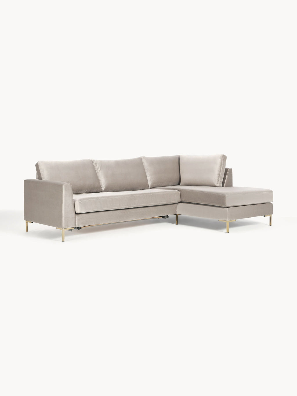 Samt-Schlafsofa Luna mit Matratze, 3-Sitzer
