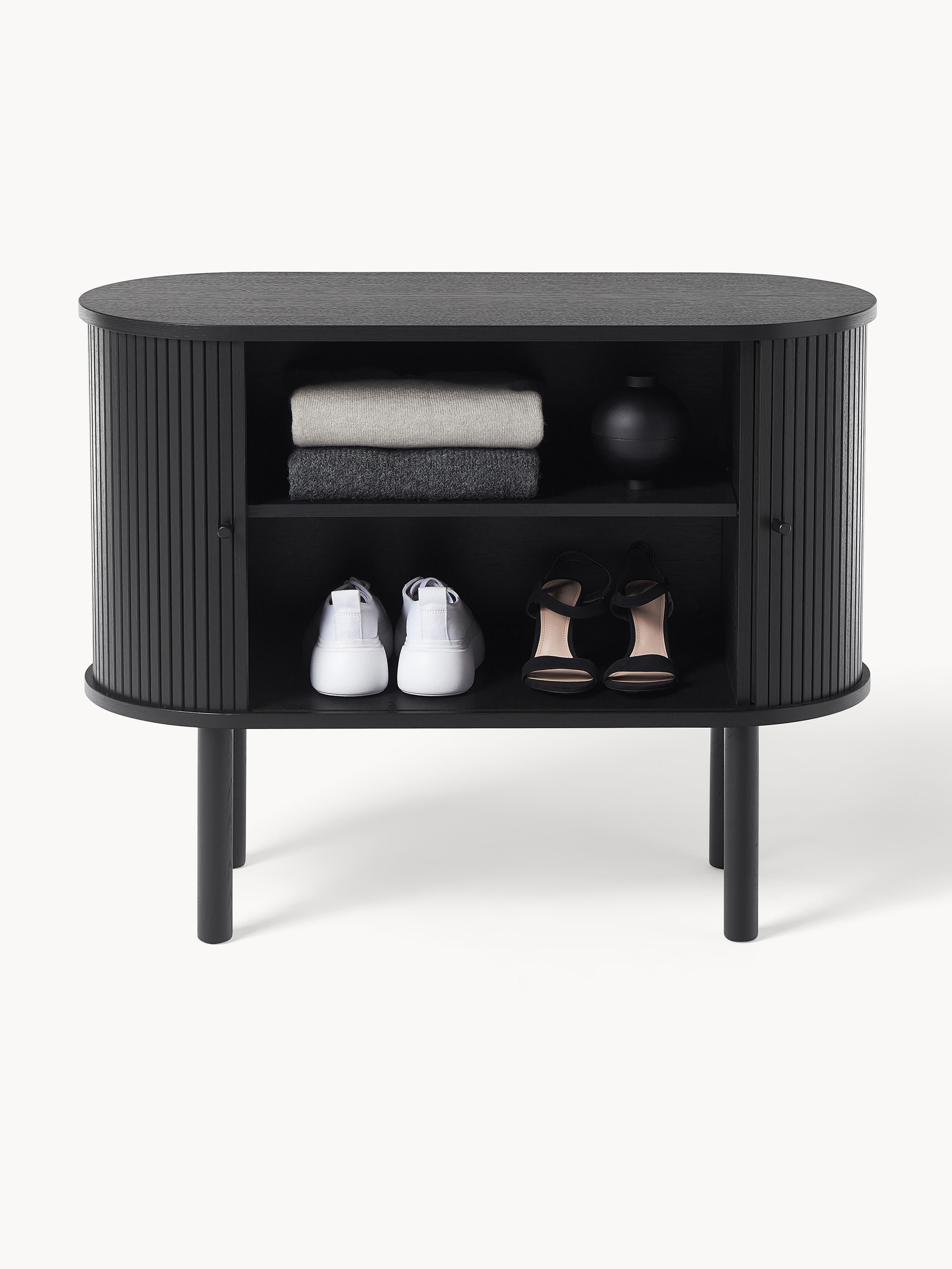 Kleines Sideboard Calary mit geriffelter Front