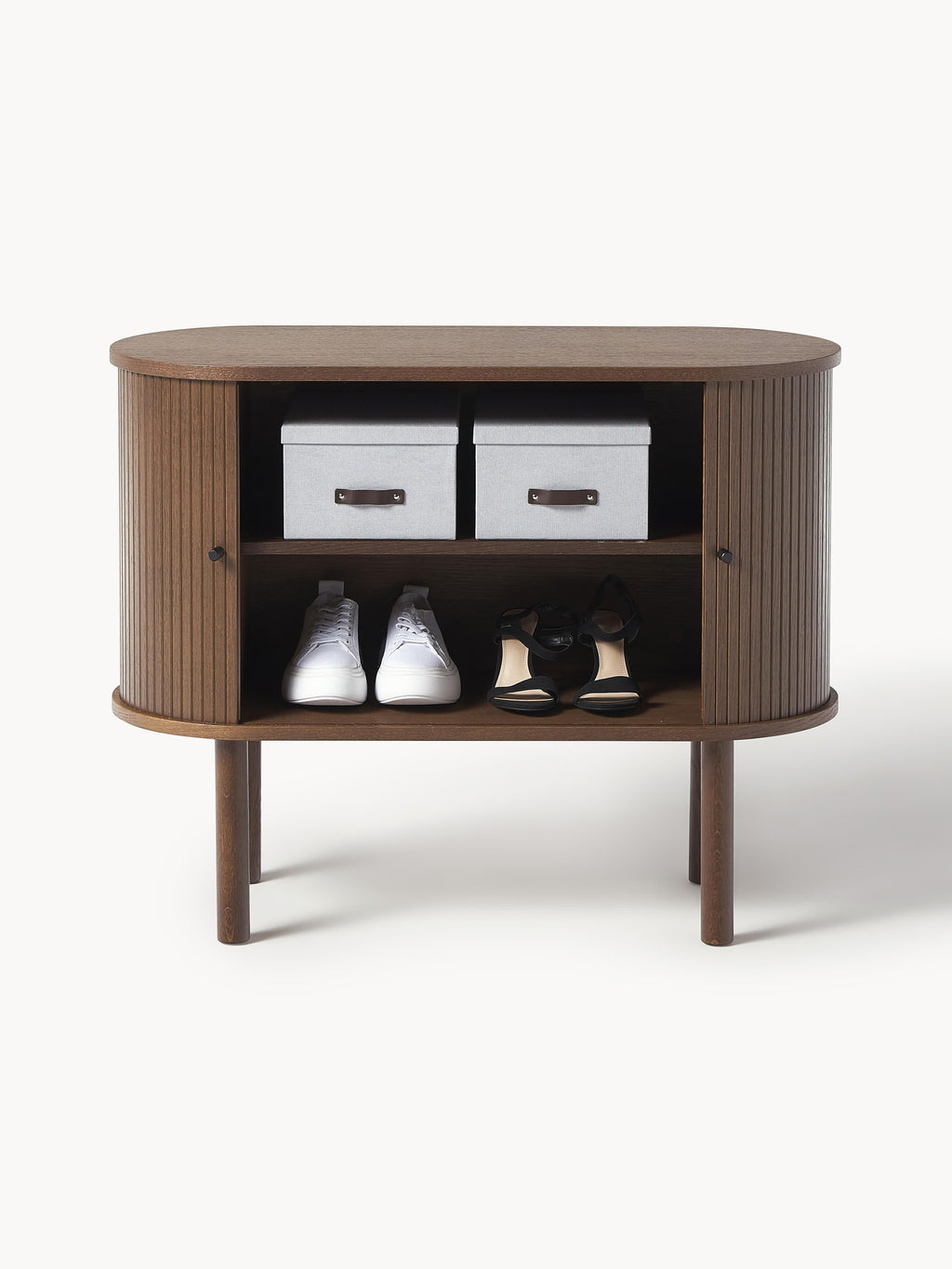 Kleines Sideboard Calary mit geriffelter Front