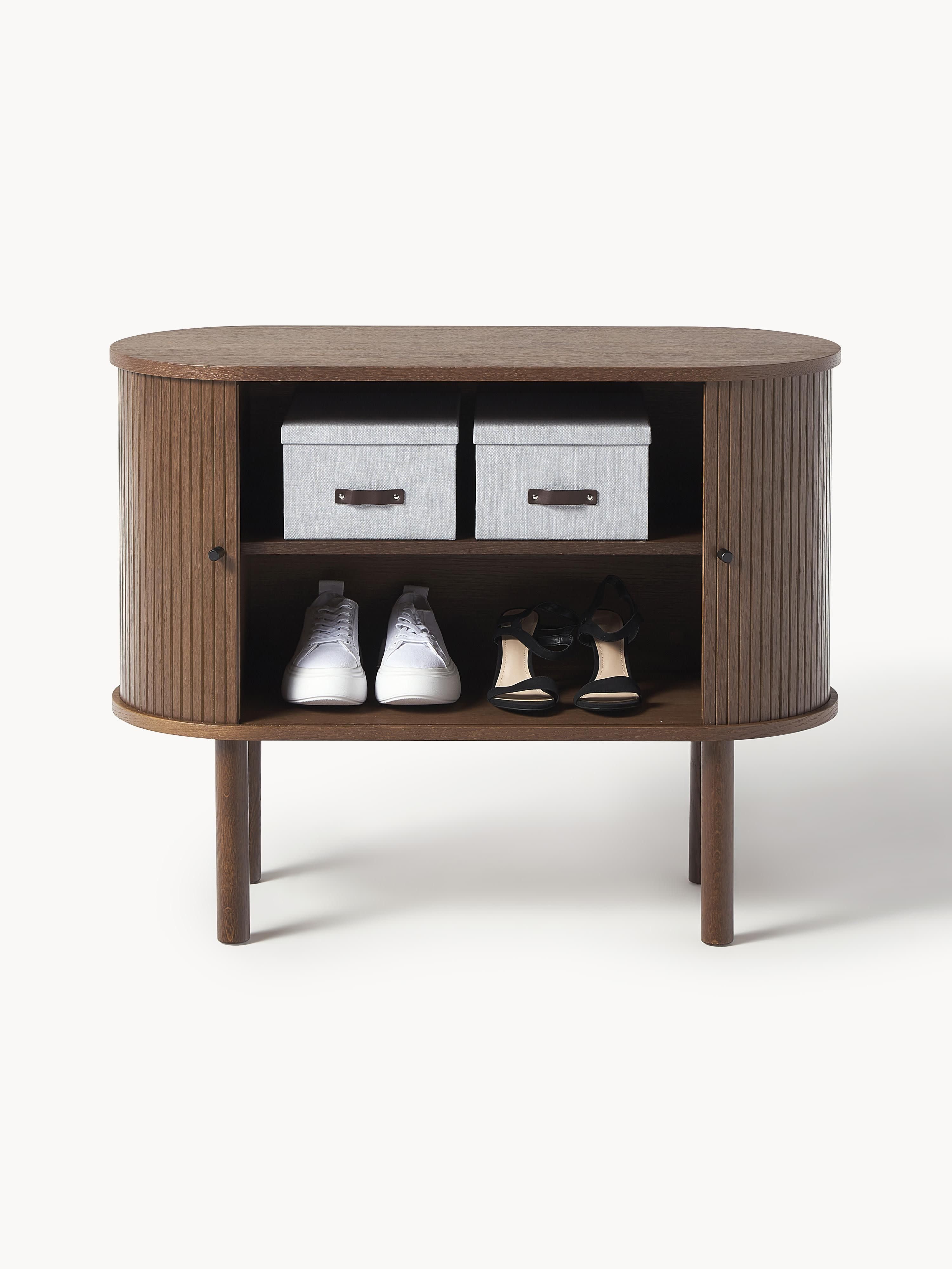 Kleines Sideboard Calary mit geriffelter Front