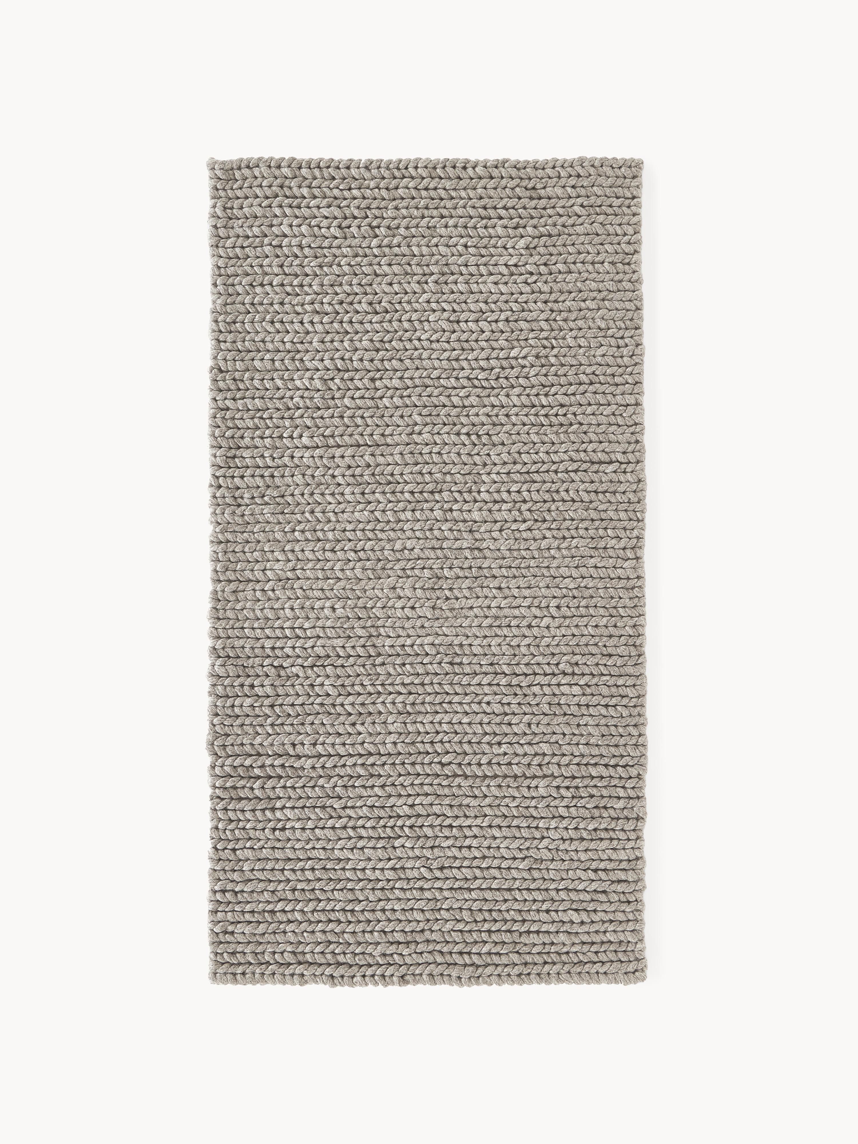 Galeriebild 1 - Handgefertigter Wollteppich Bruna mit geflochtener Struktur