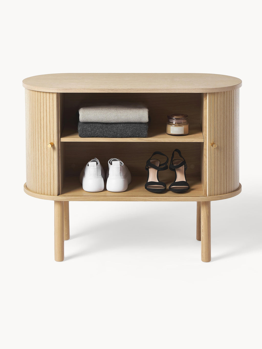 Kleines Sideboard Calary mit geriffelter Front