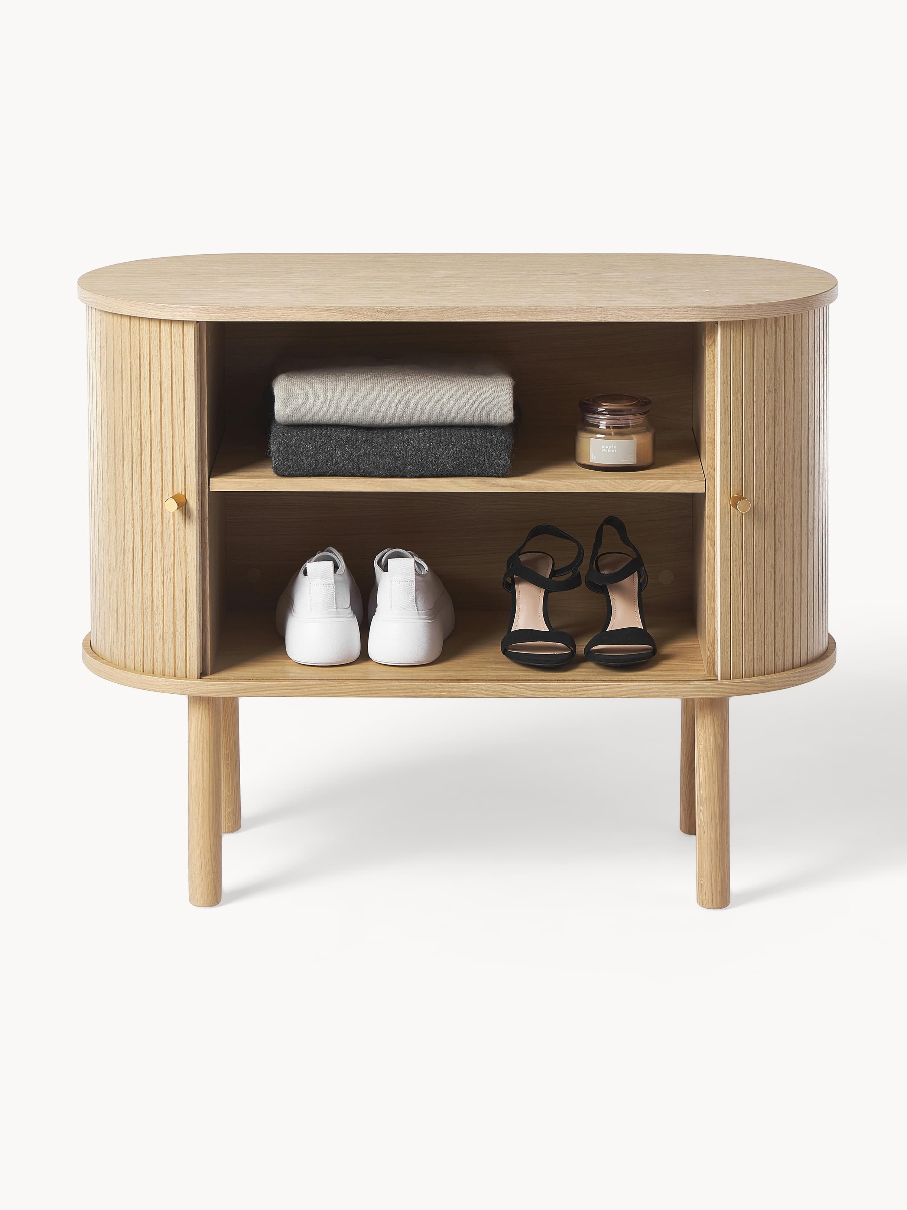 Kleines Sideboard Calary mit geriffelter Front