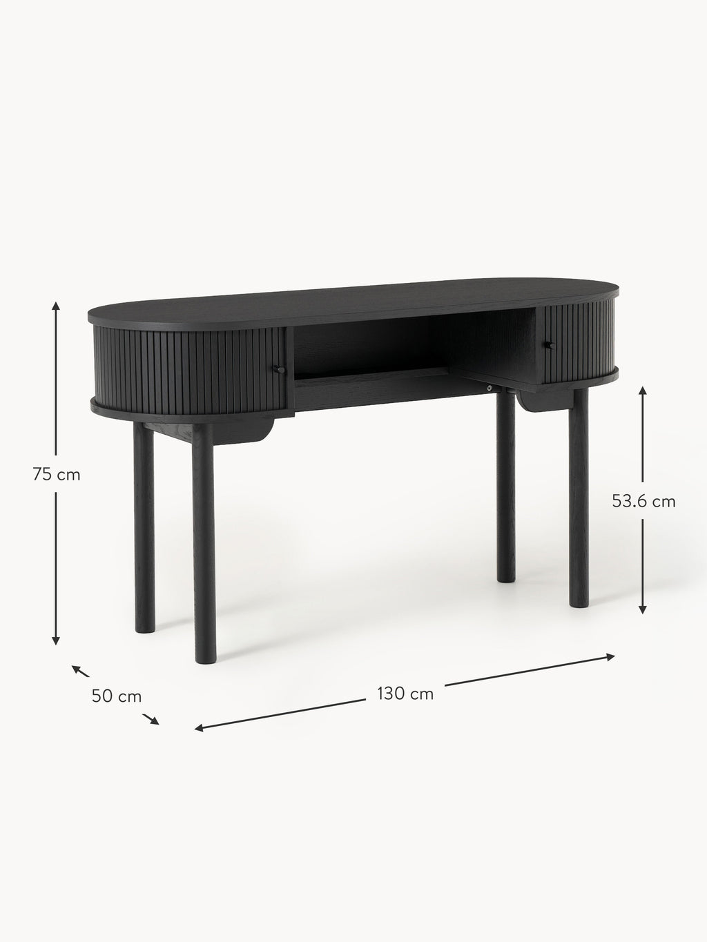 Schreibtisch Calary mit geriffelter Front