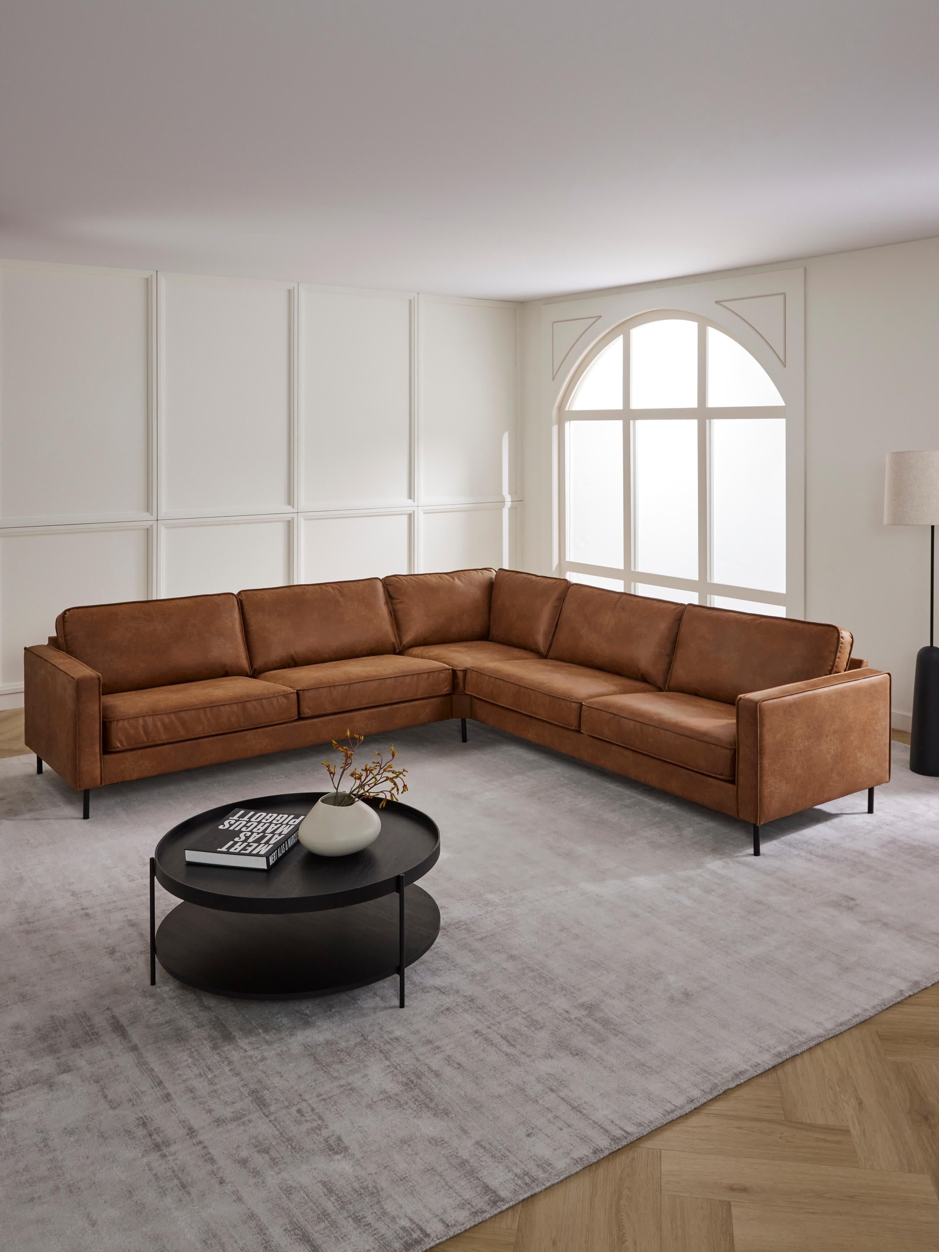 XL-Leder-Ecksofa Hunter