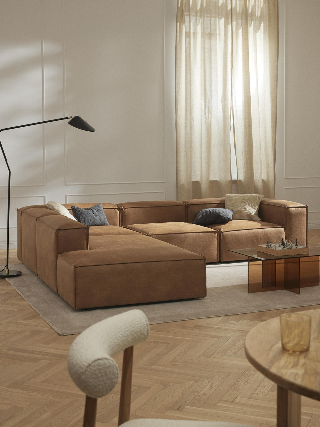 Modulares XL-Ecksofa Lennon (4-Sitzer) aus Leder