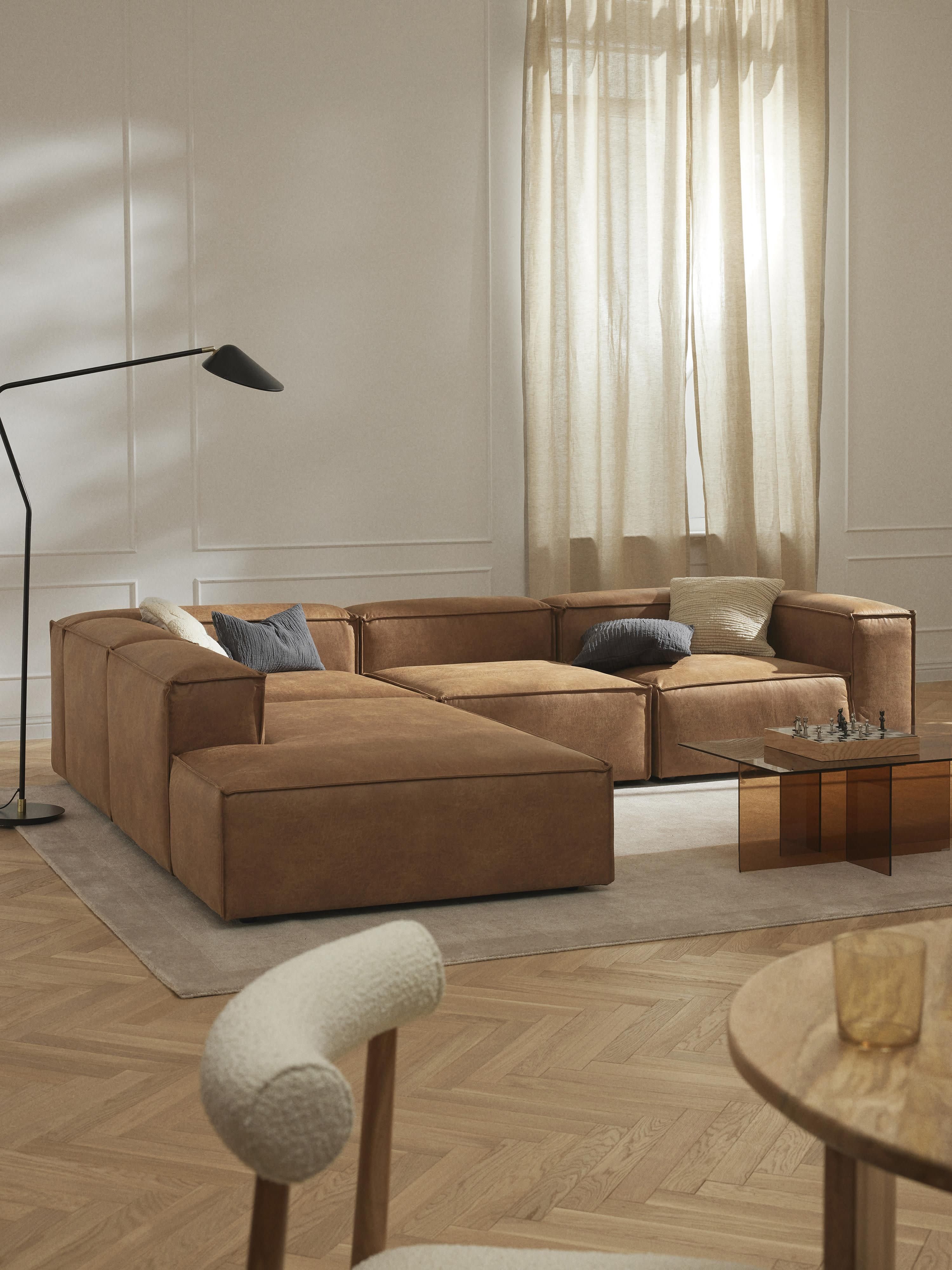 Modulares XL-Ecksofa Lennon (4-Sitzer) aus Leder