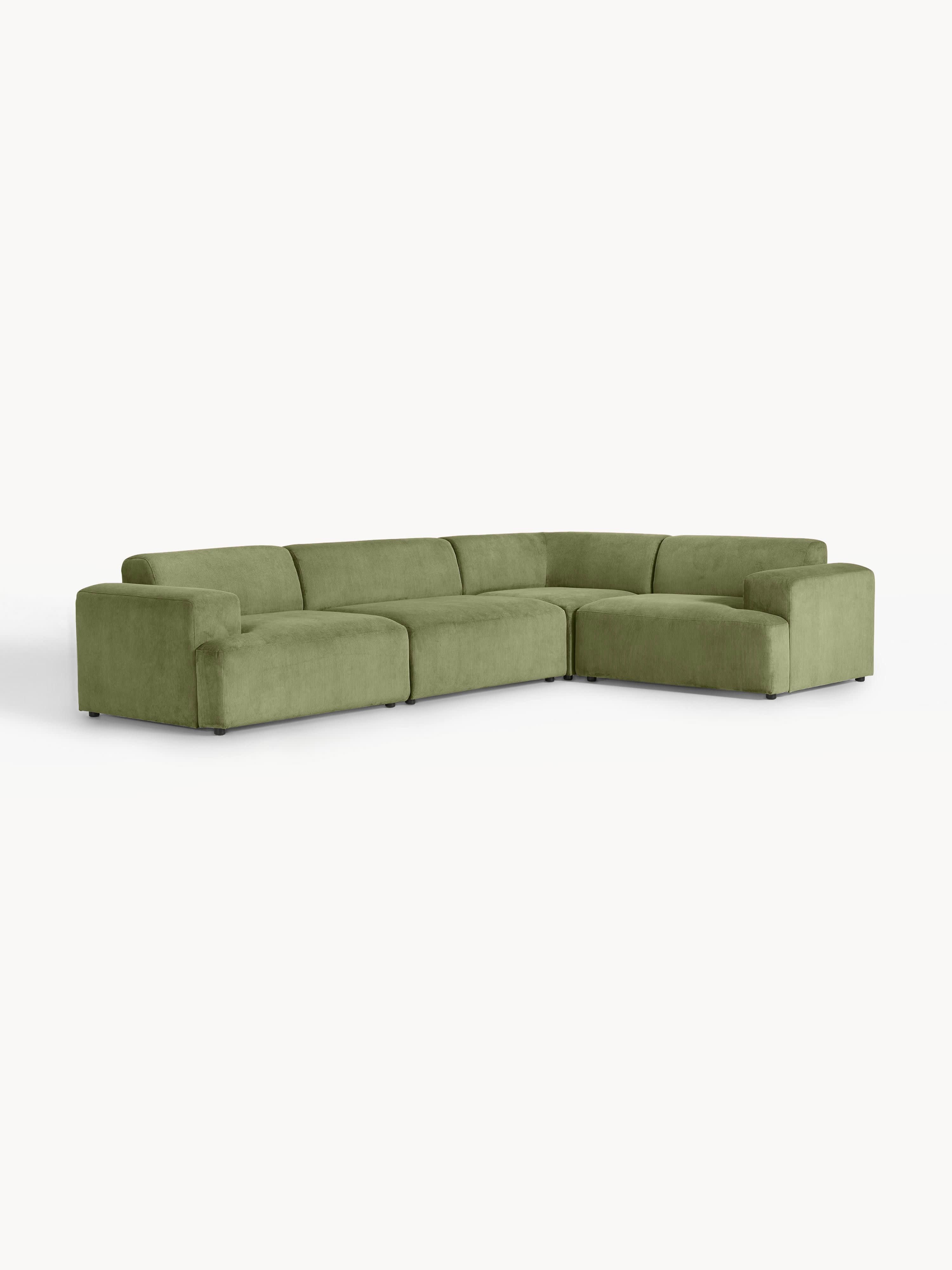 Großes Cord-Ecksofa Melva (4-Sitzer)