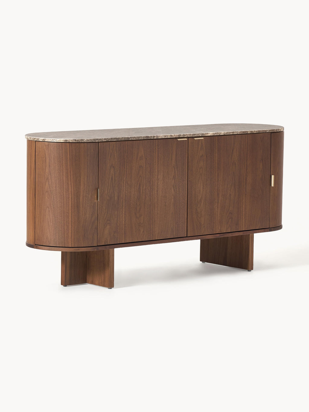 Galeriebild 1 - Holz-Sideboard Zumi mit abgerundeten Ecken und Marmorplatte