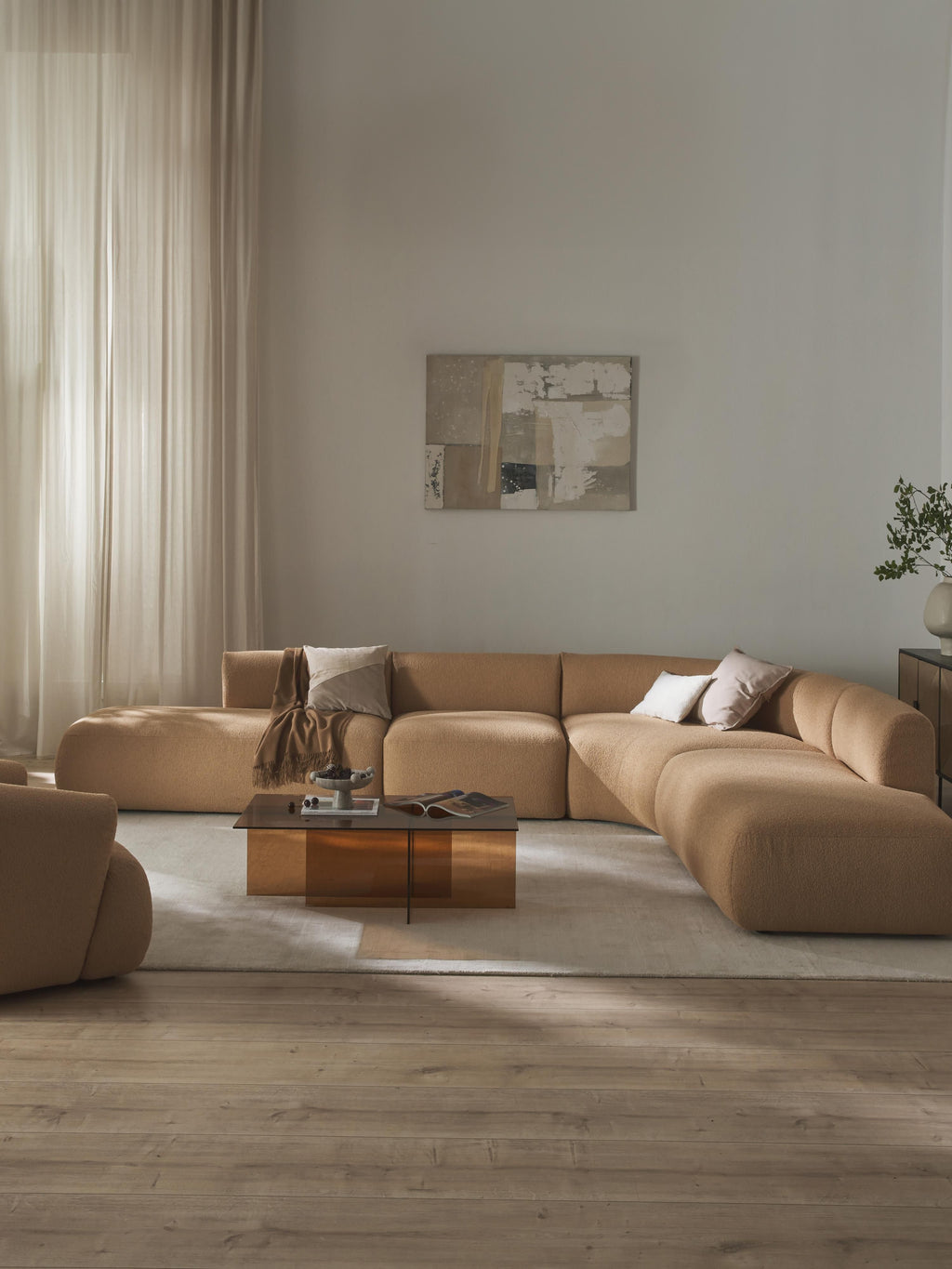 Modulares Bouclé-Ecksofa Sofia (4-Sitzer)