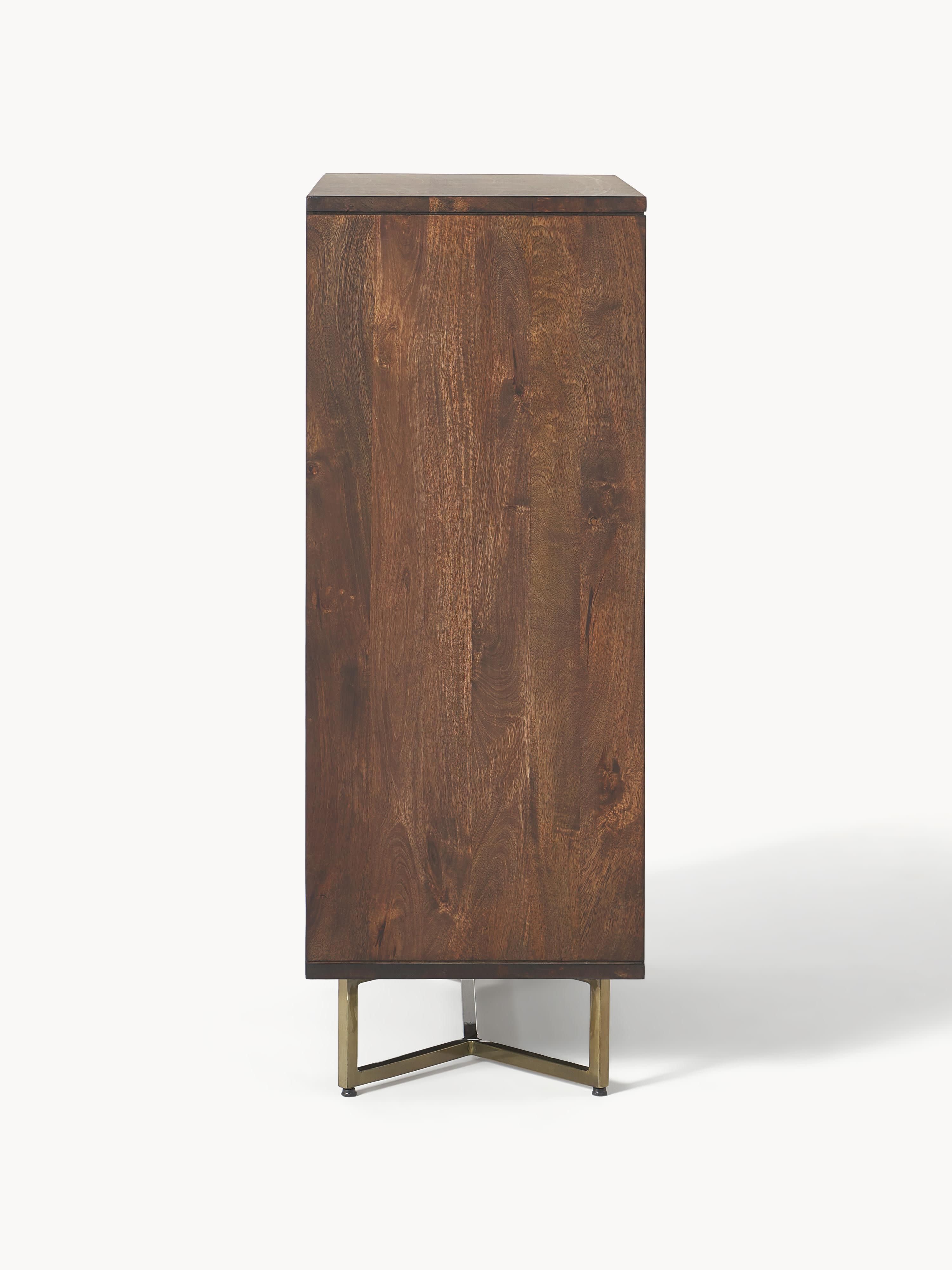 Highboard Luca aus Mangoholz mit Fischgrät-Muster