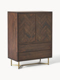 Galeriebild 1 - Highboard Luca aus Mangoholz mit Fischgrät-Muster