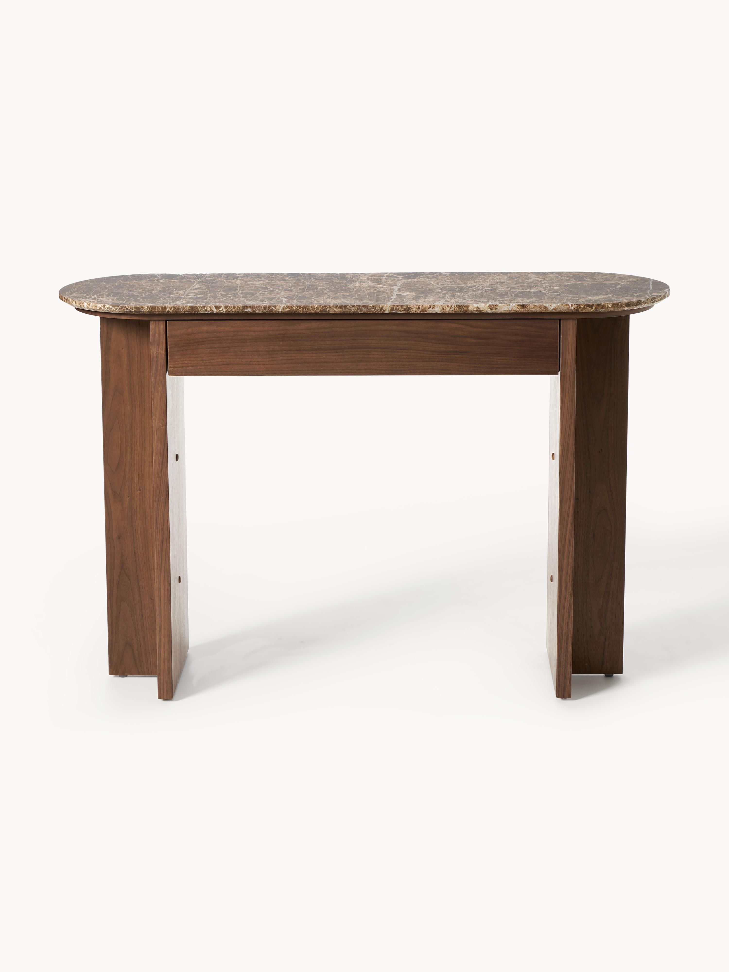 Holz-Konsole Zumi mit Marmorplatte und Schublade