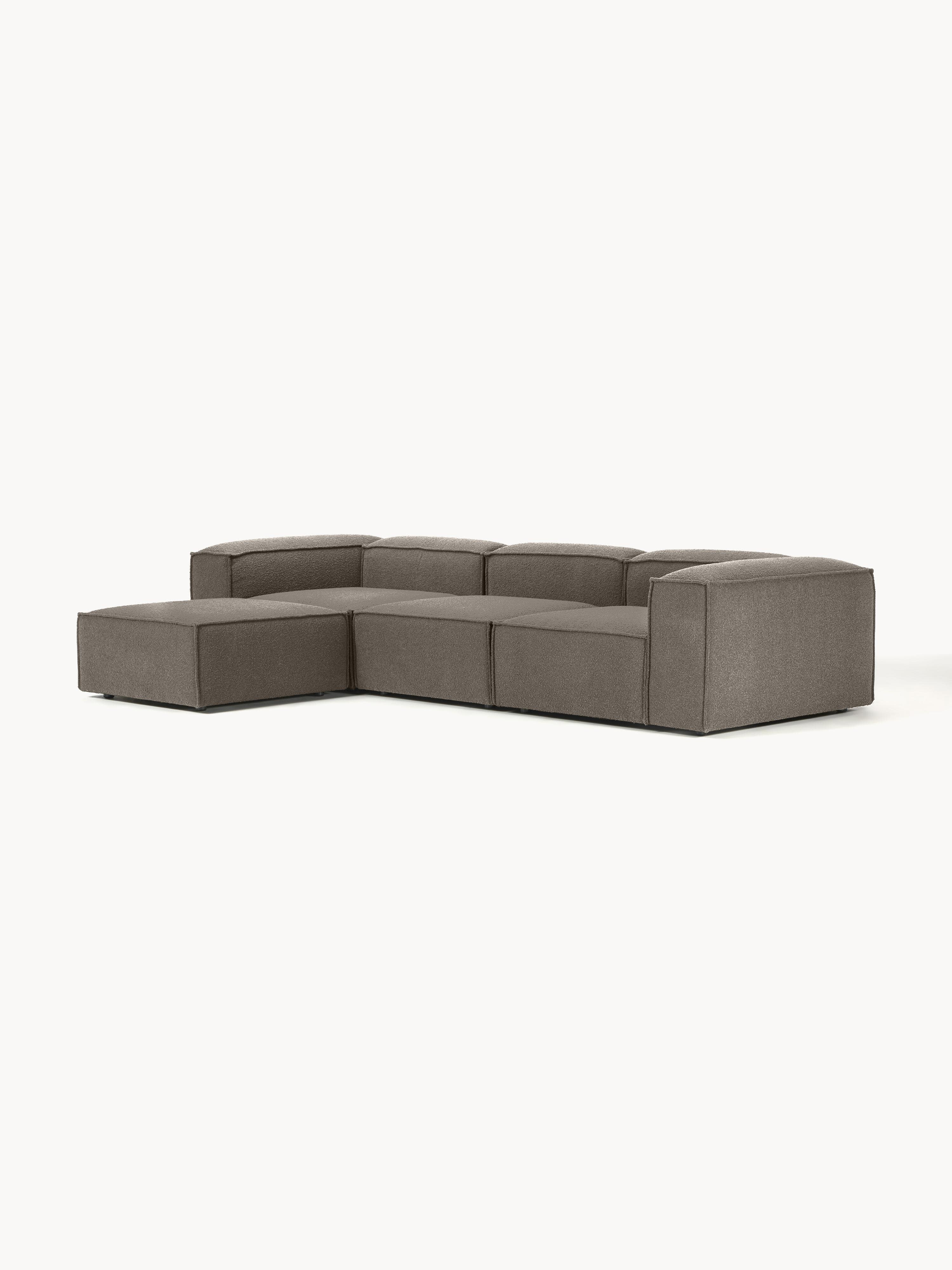 Modulares Sofa Lennon (4-Sitzer) aus Bouclé mit Hocker (links/rechts)