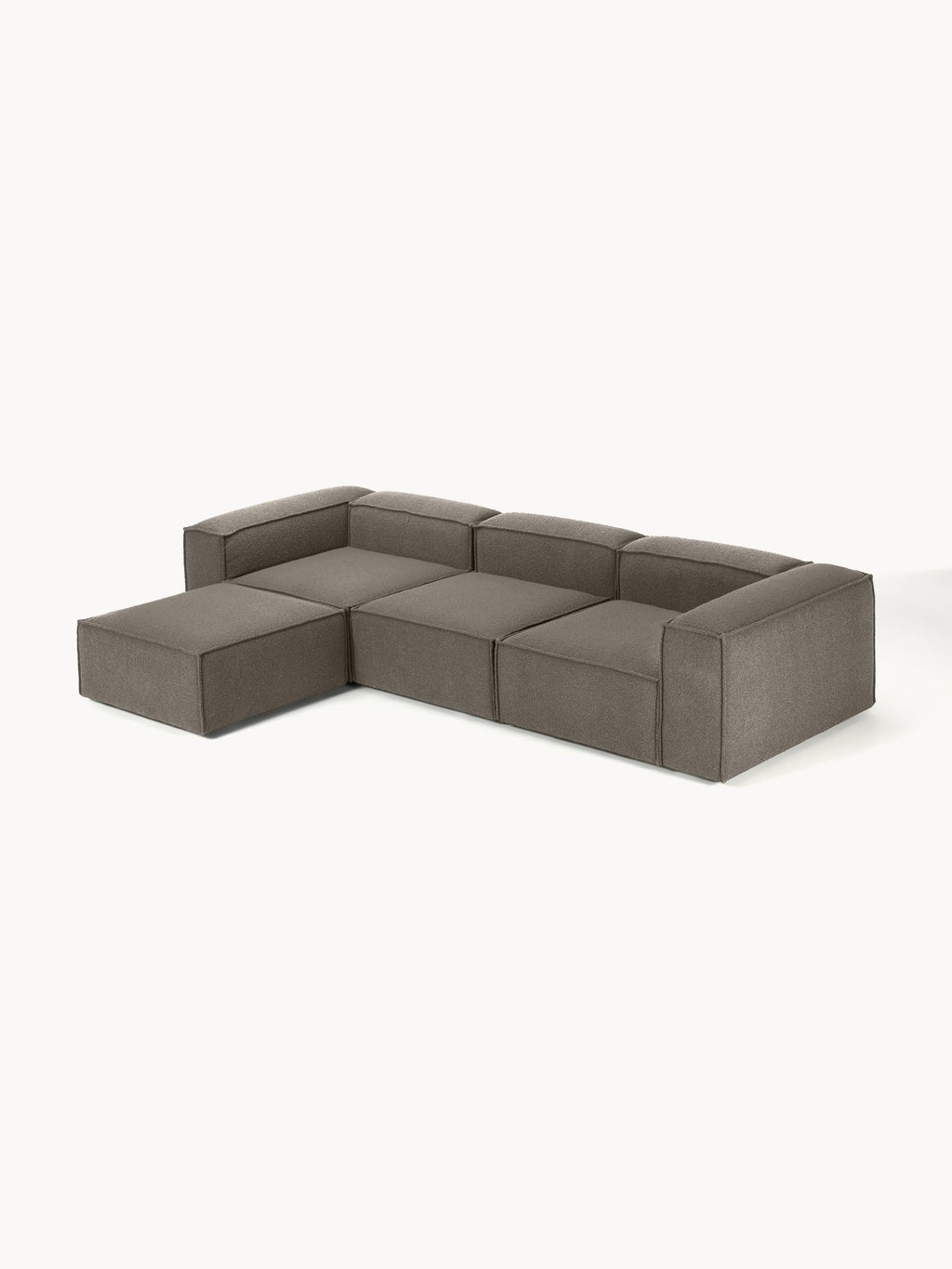 Modulares Sofa Lennon (4-Sitzer) aus Bouclé mit Hocker (links/rechts)