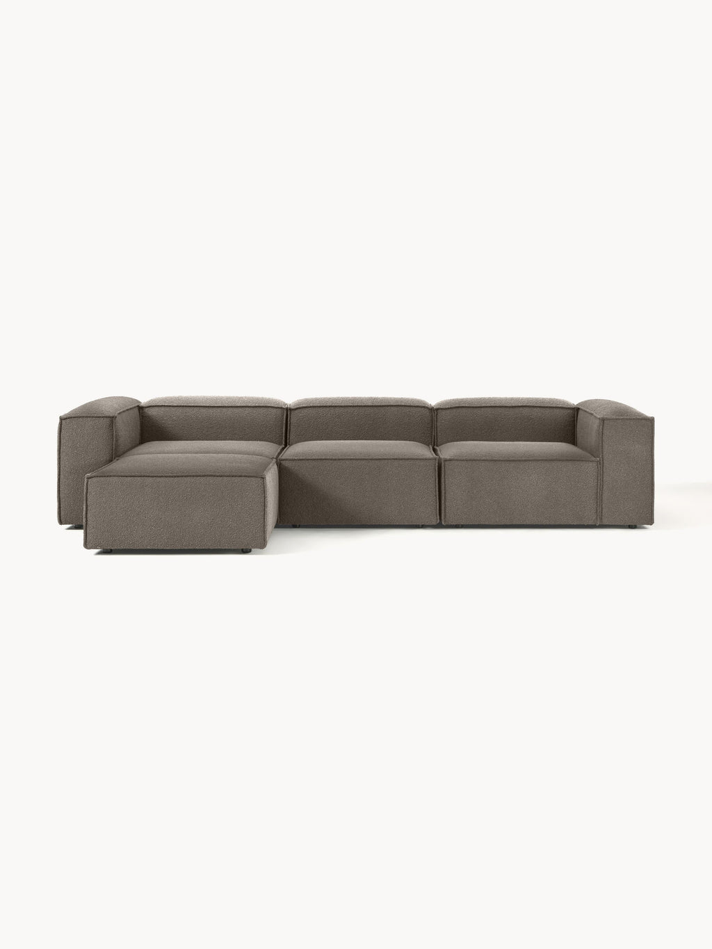 Modulares Sofa Lennon (4-Sitzer) aus Bouclé mit Hocker (links/rechts)