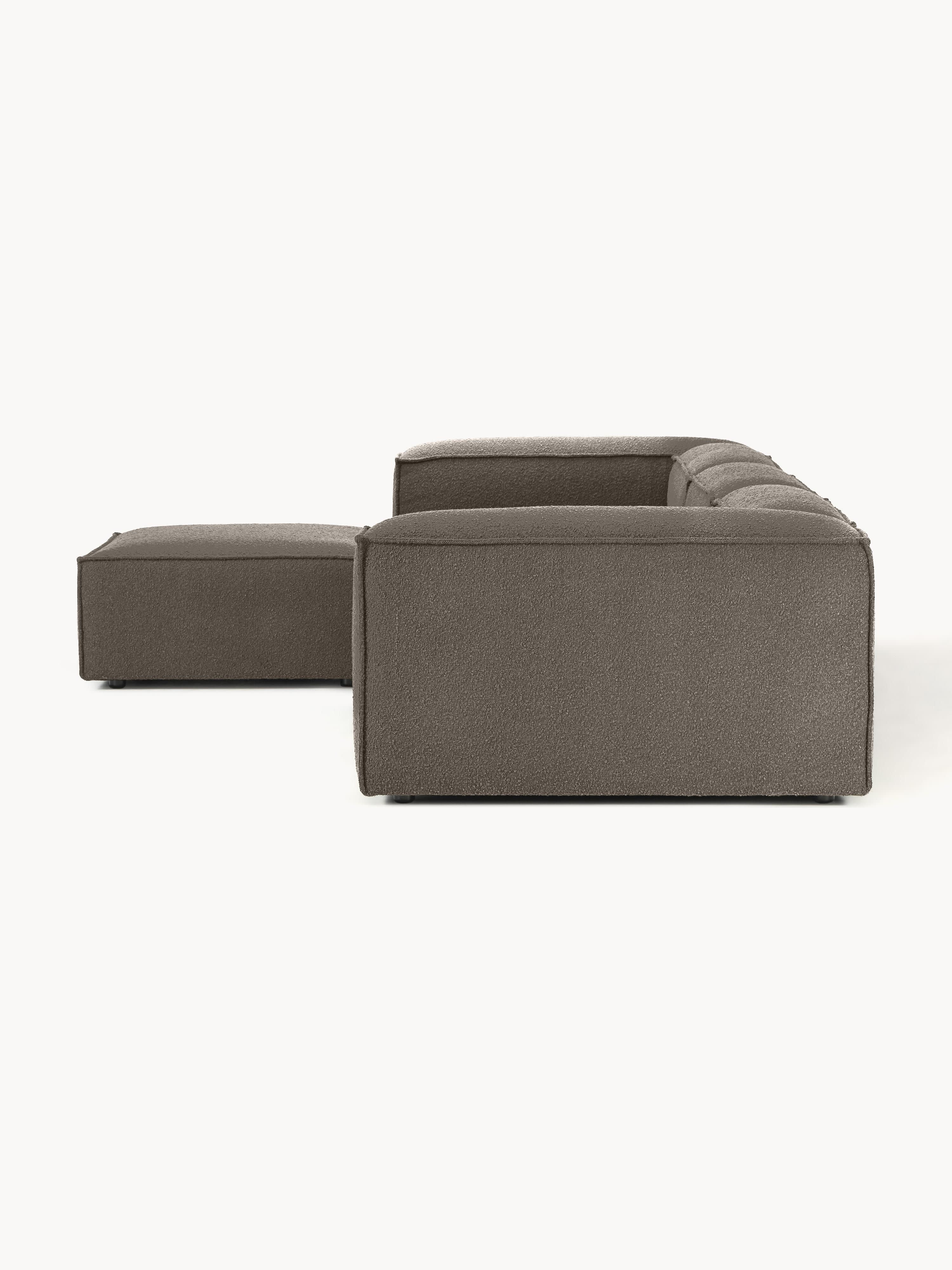 Modulares Sofa Lennon (4-Sitzer) aus Bouclé mit Hocker (links/rechts)