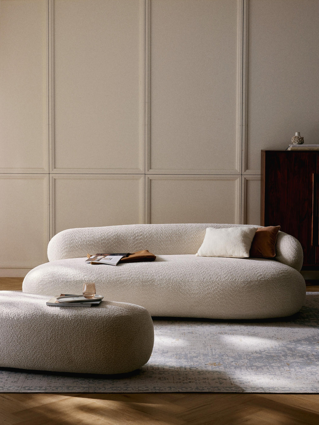 Sofa Alba (3-Sitzer) aus Teddy-Bouclé