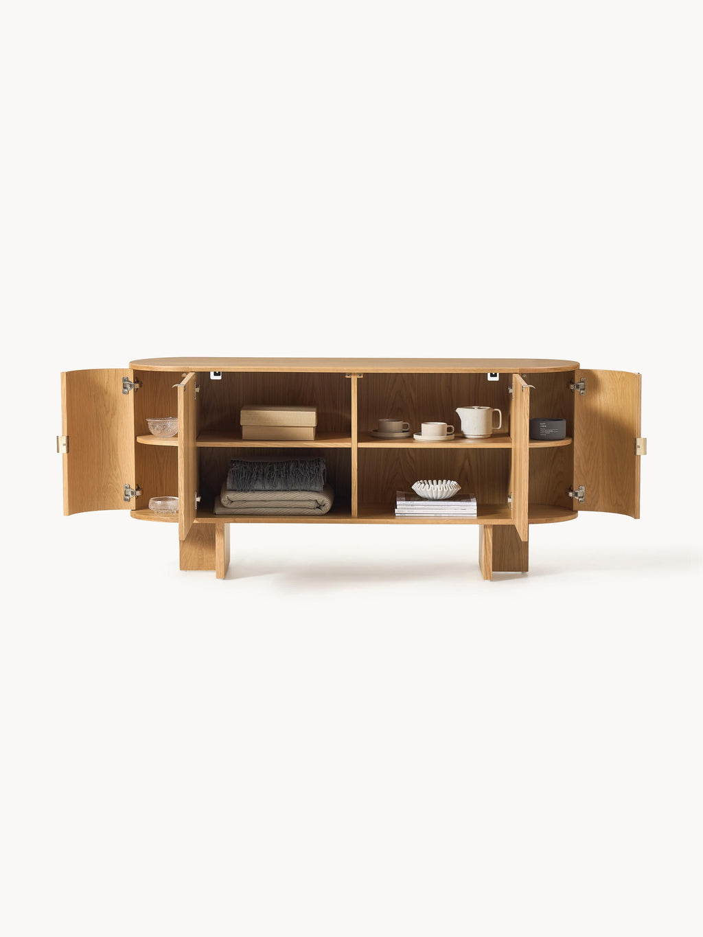Holz-Sideboard Zumi mit abgerundeten Ecken