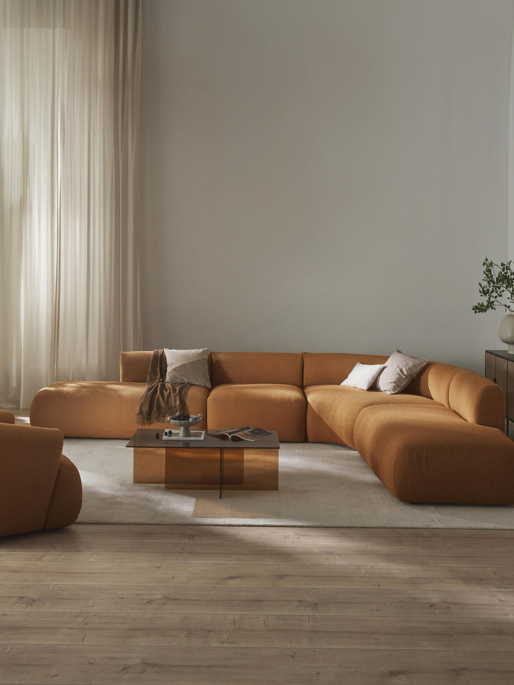 Modulares Bouclé-Ecksofa Sofia (4-Sitzer)
