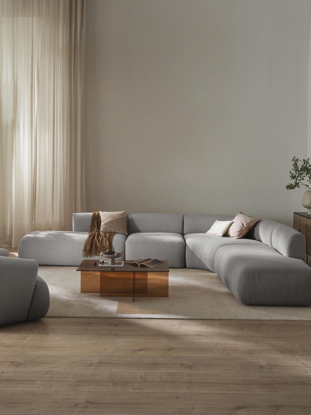 Modulares Bouclé-Ecksofa Sofia (4-Sitzer)