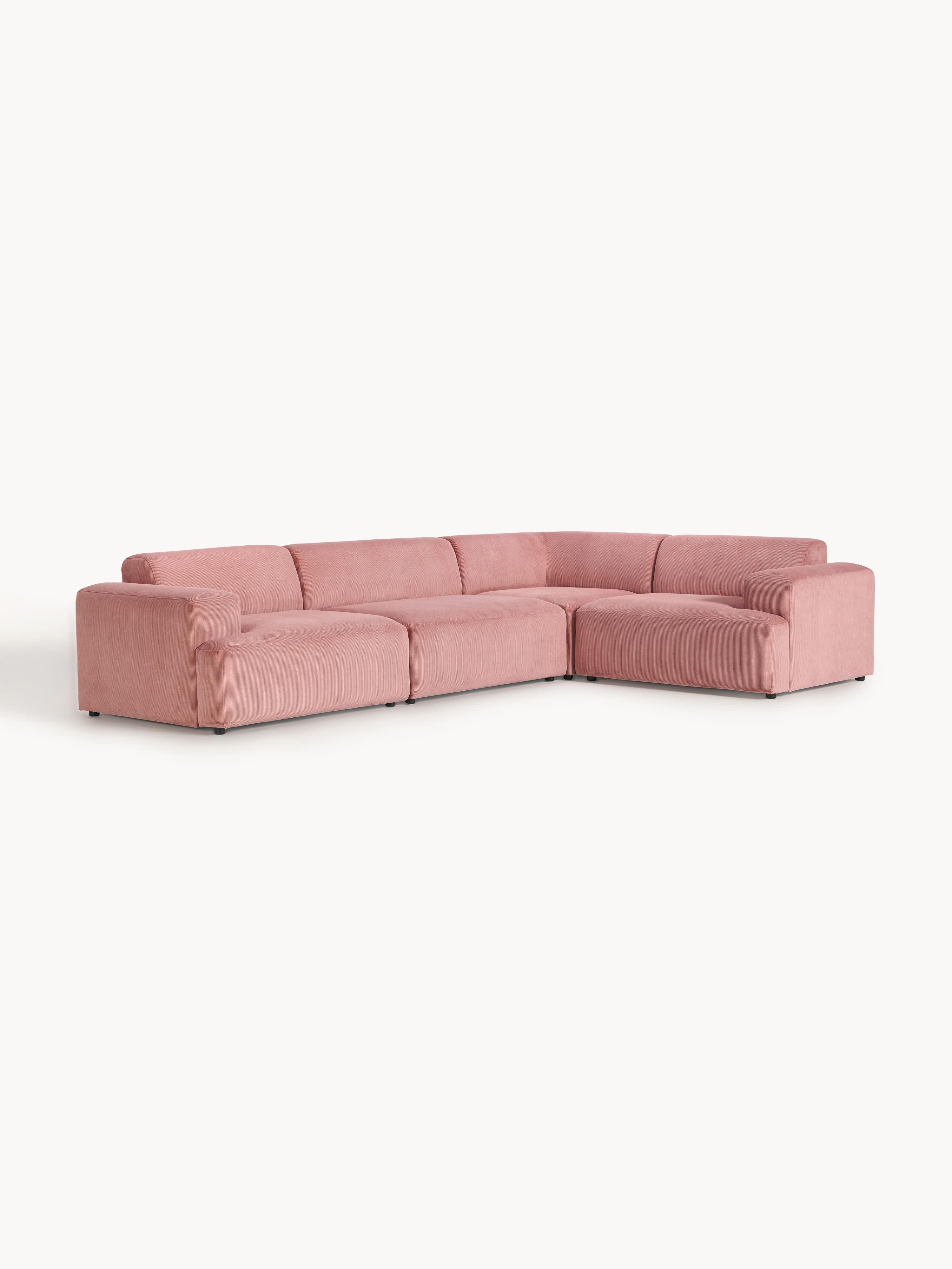 Großes Cord-Ecksofa Melva (4-Sitzer)