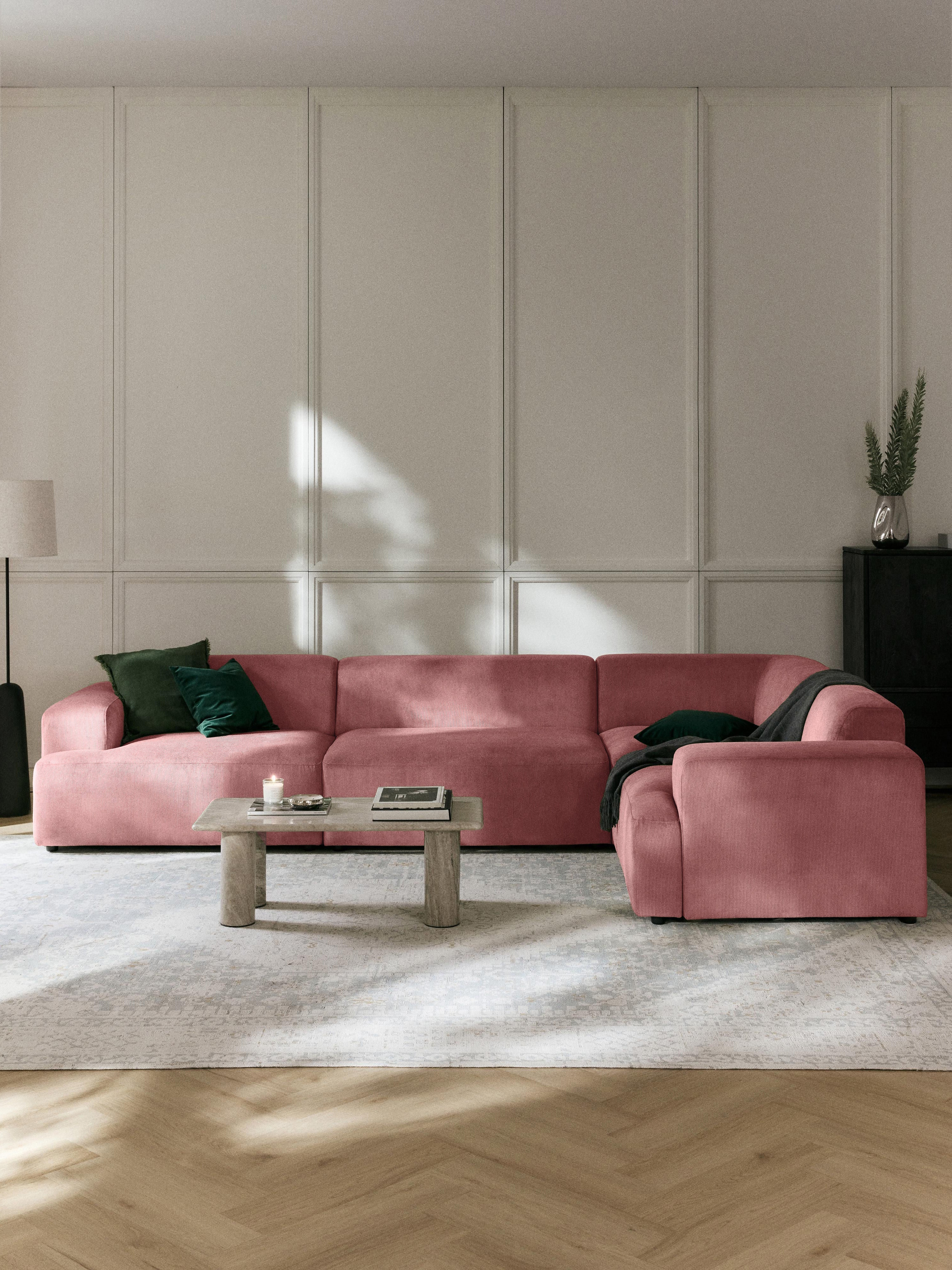 Großes Cord-Ecksofa Melva (4-Sitzer)