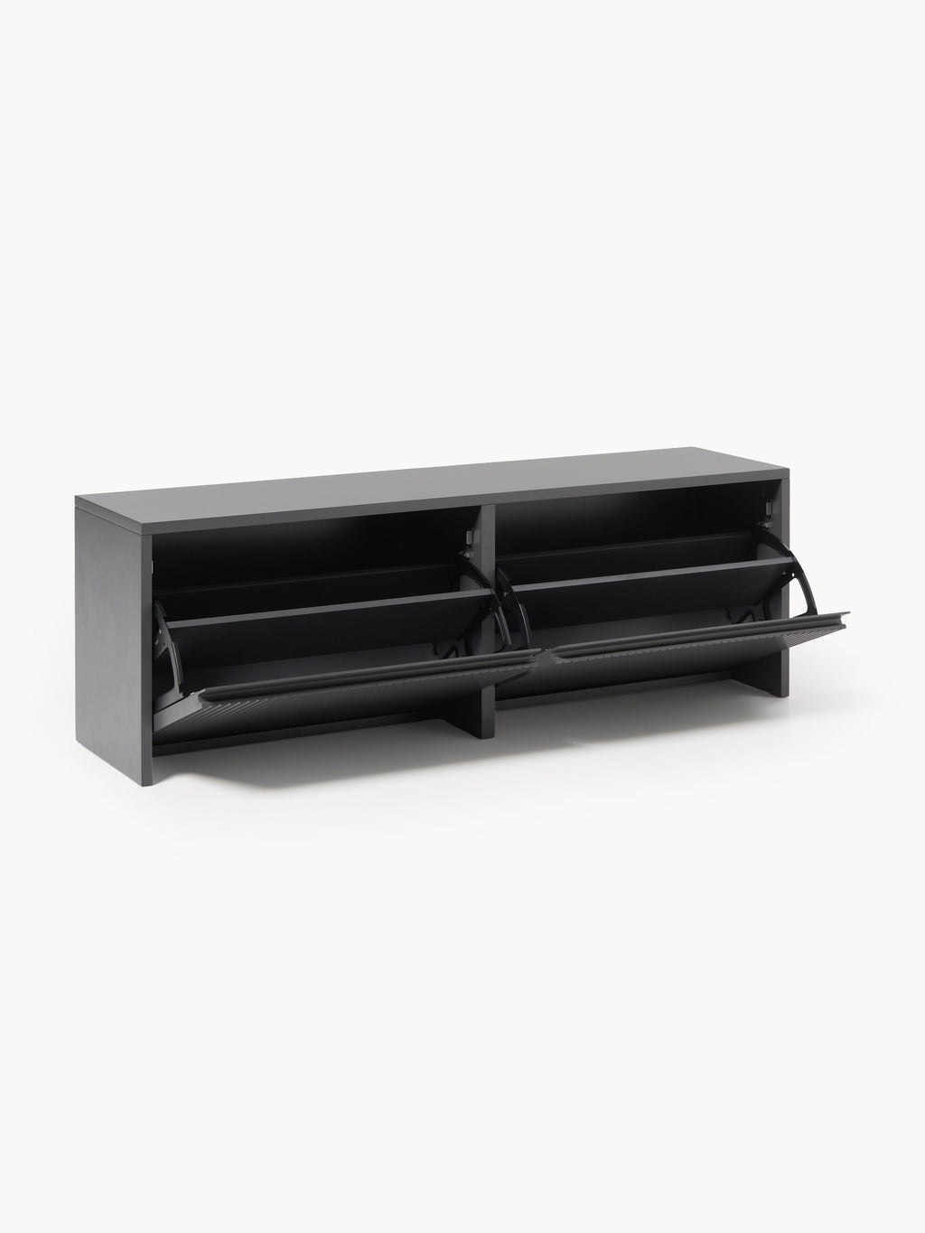 Wand-Schuhschrank Shea mit Klappfächern und geriffelter Front