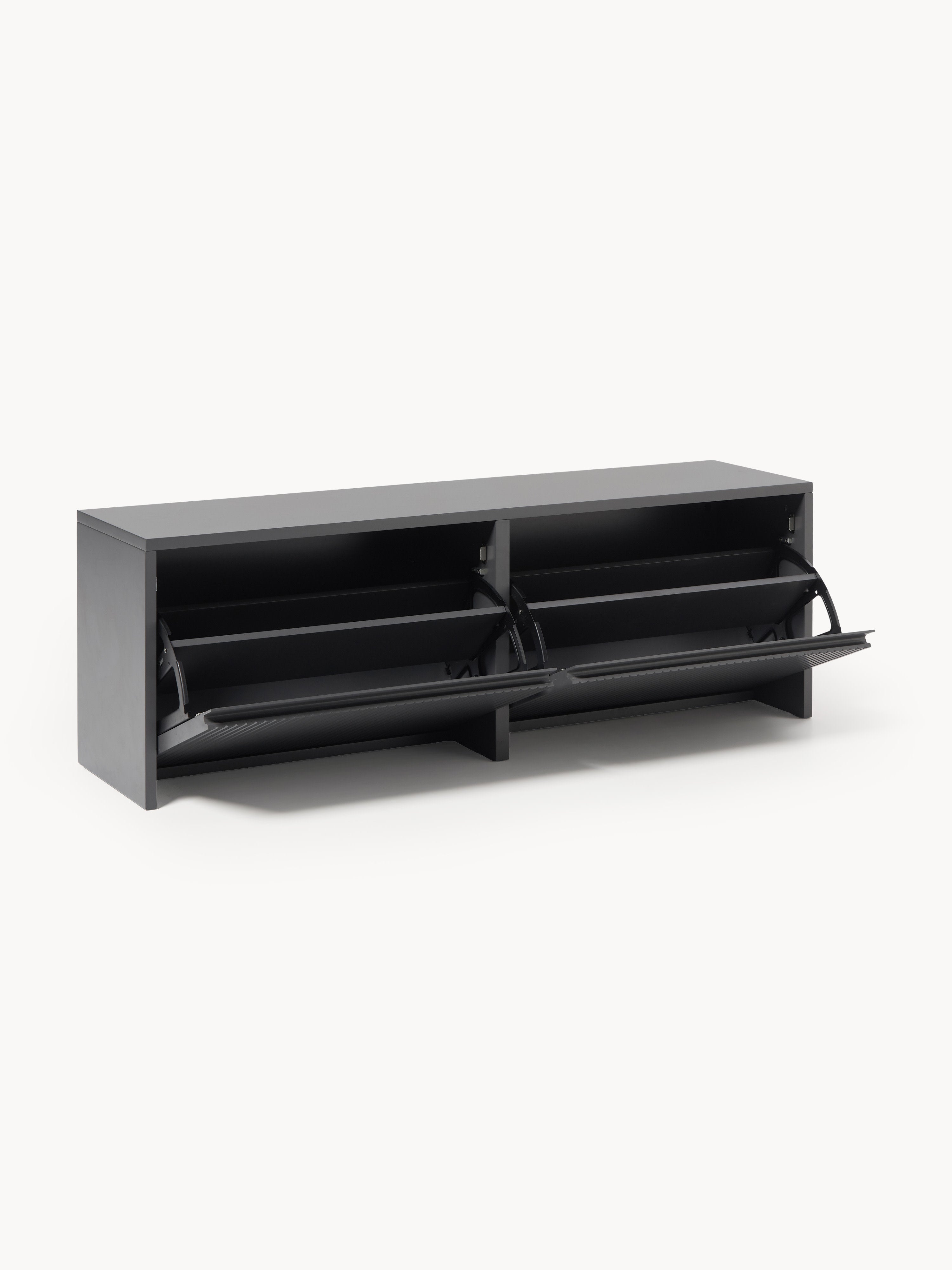 Wand-Schuhschrank Shea mit Klappfächern und geriffelter Front