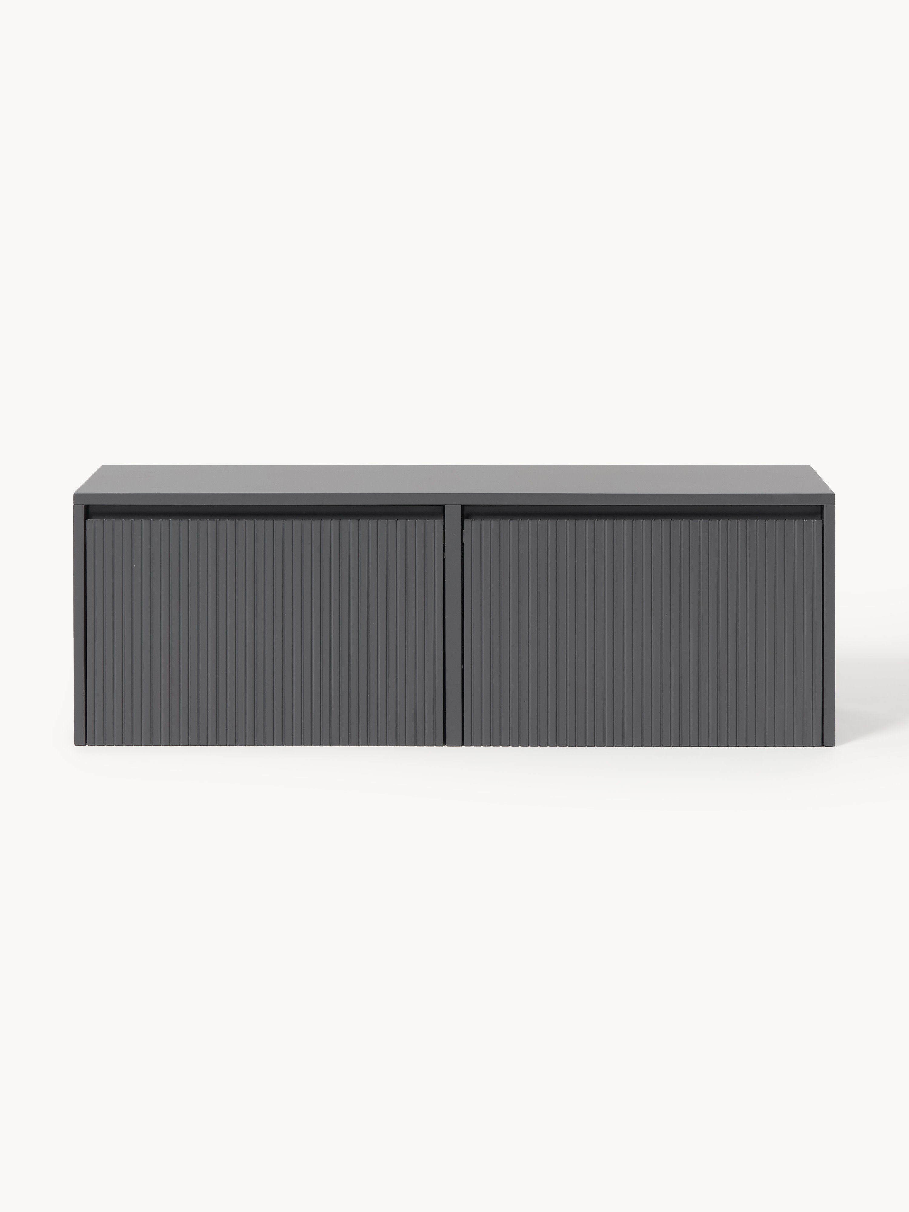 Wand-Schuhschrank Shea mit Klappfächern und geriffelter Front
