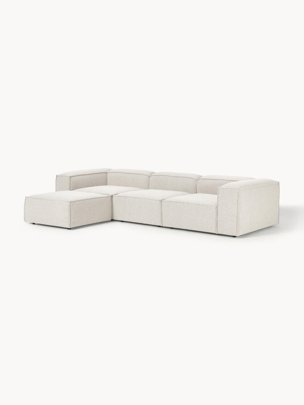 Modulares Sofa Lennon (4-Sitzer) aus Bouclé mit Hocker (links/rechts)