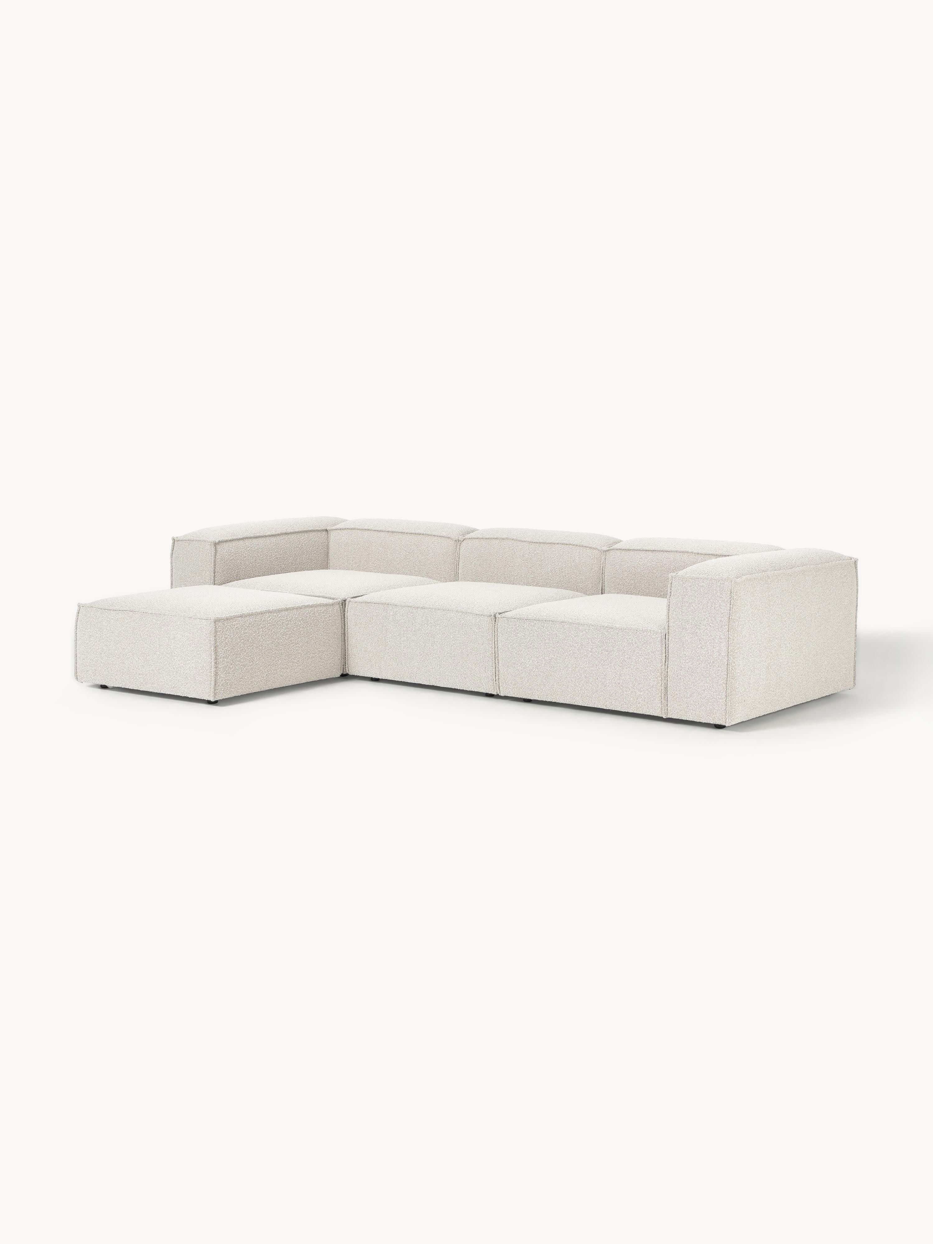 Modulares Sofa Lennon (4-Sitzer) aus Bouclé mit Hocker (links/rechts)