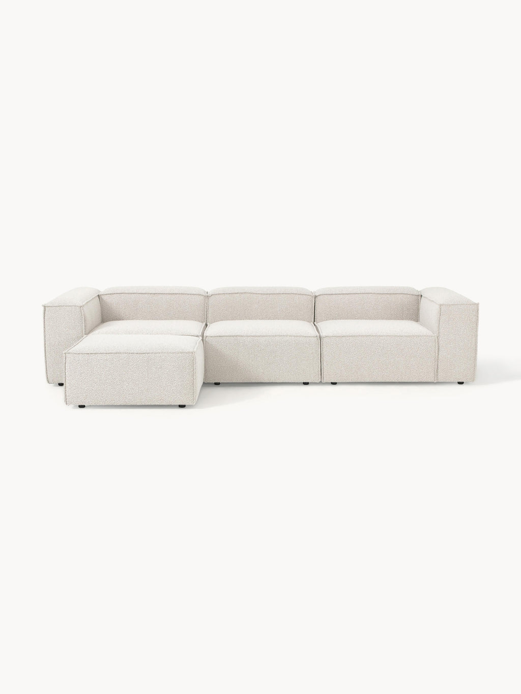 Modulares Sofa Lennon (4-Sitzer) aus Bouclé mit Hocker (links/rechts)