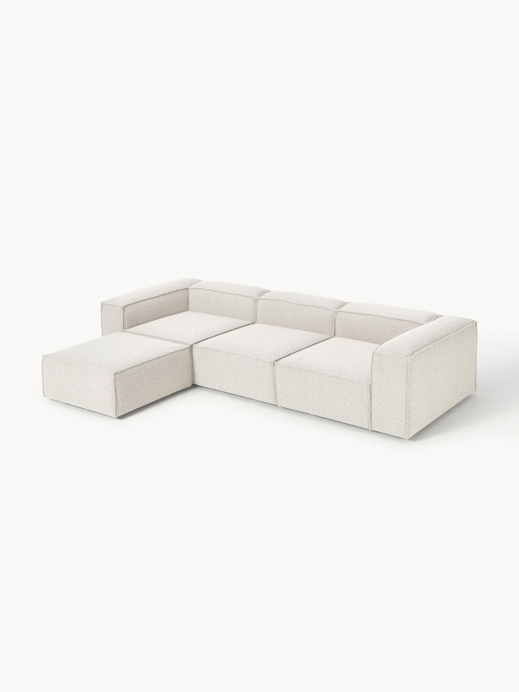 Modulares Sofa Lennon (4-Sitzer) aus Bouclé mit Hocker (links/rechts)