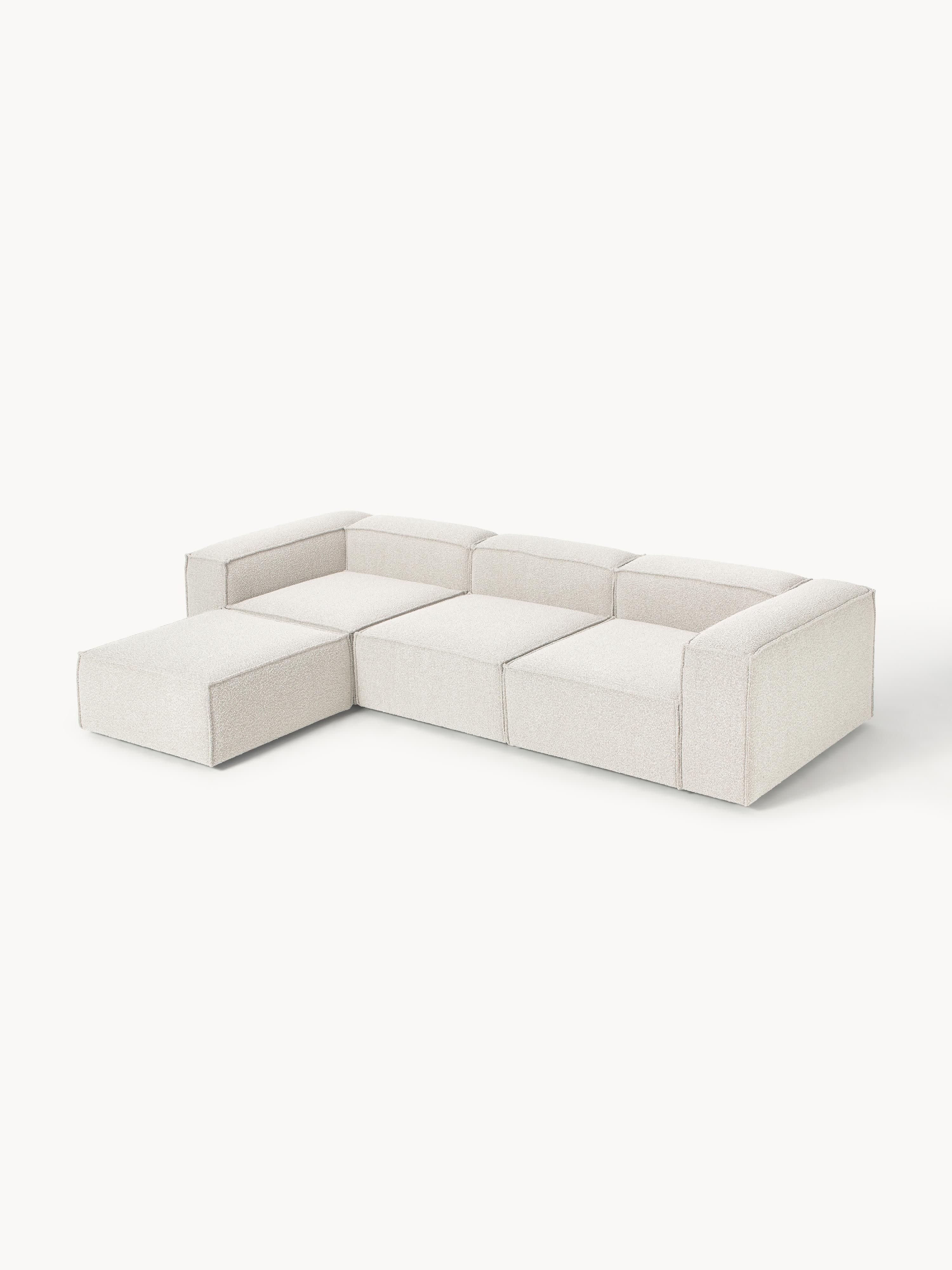 Modulares Sofa Lennon (4-Sitzer) aus Bouclé mit Hocker (links/rechts)