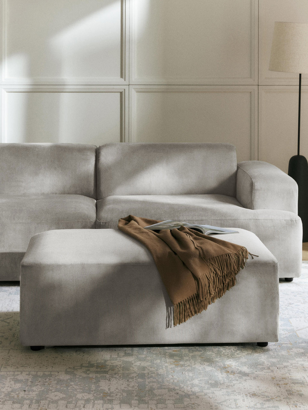 XL Sofa-Hocker Melva aus Cord, B 116 x T 72 cm