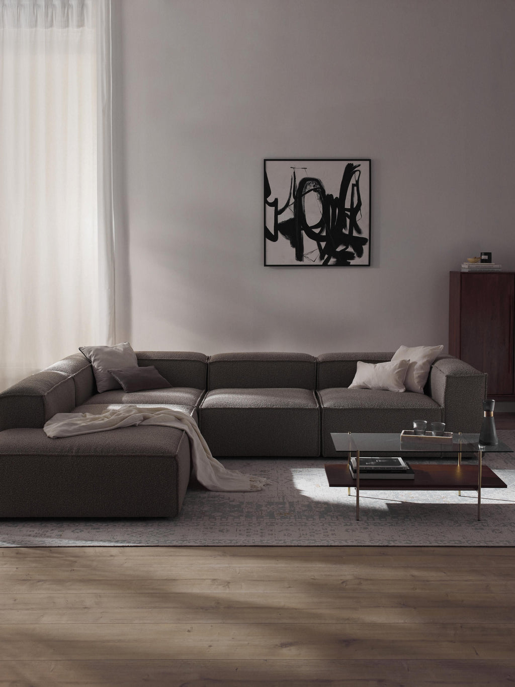 Modulares XL-Ecksofa Lennon (4-Sitzer) aus Bouclé