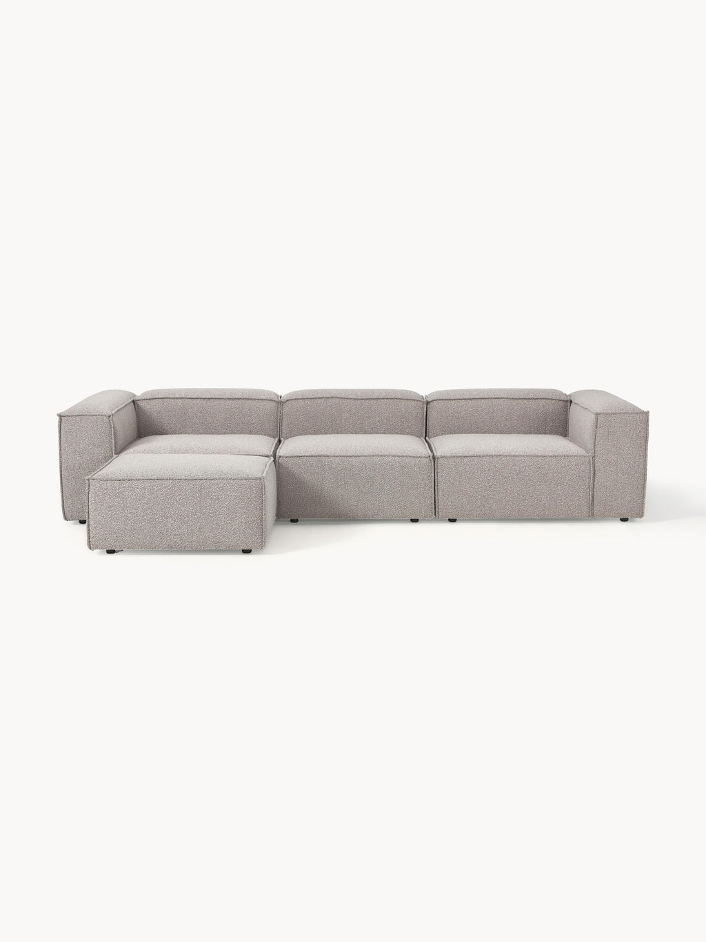 Modulares Sofa Lennon (4-Sitzer) aus Bouclé mit Hocker (links/rechts)