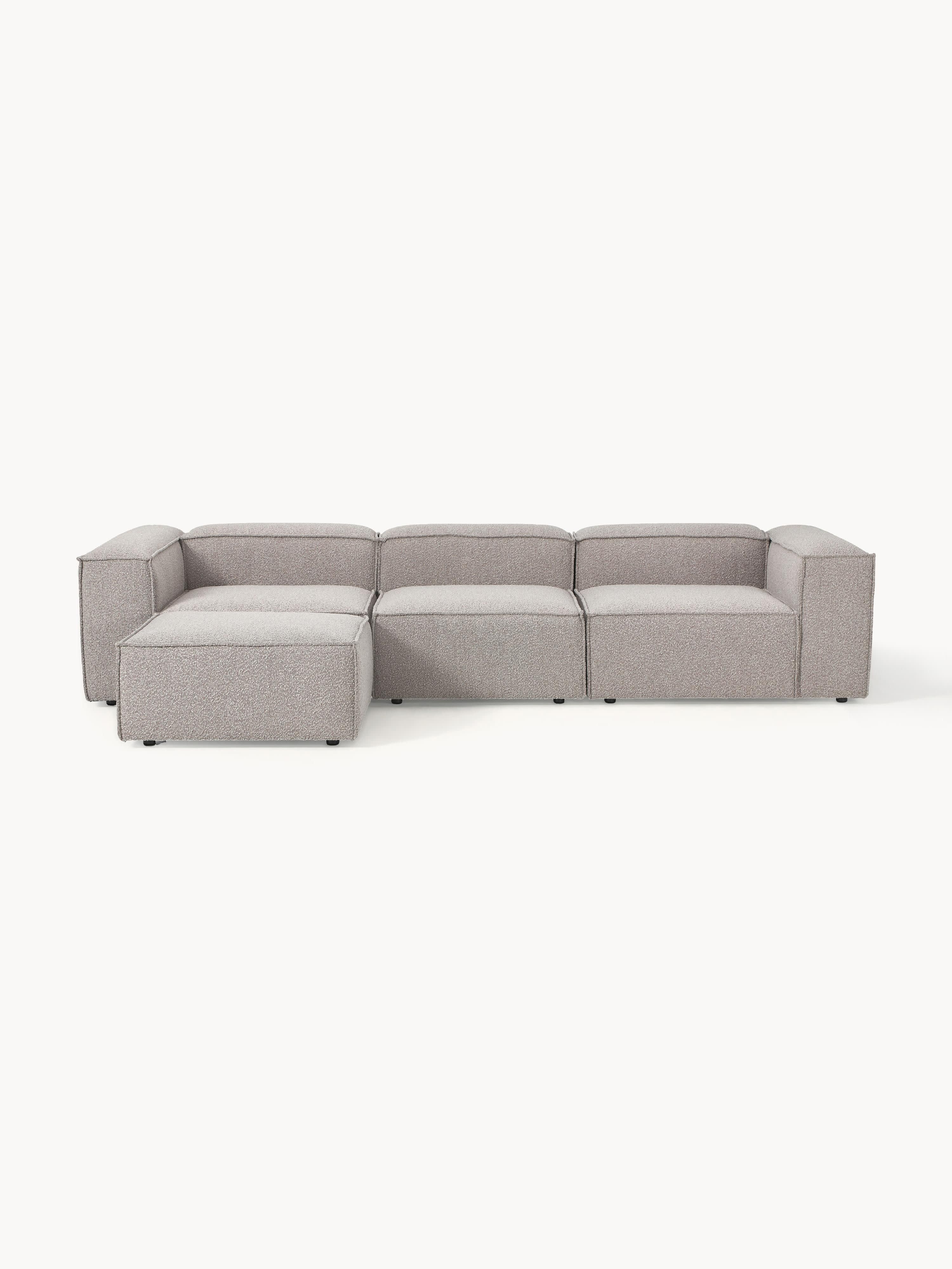 Modulares Sofa Lennon (4-Sitzer) aus Bouclé mit Hocker (links/rechts)