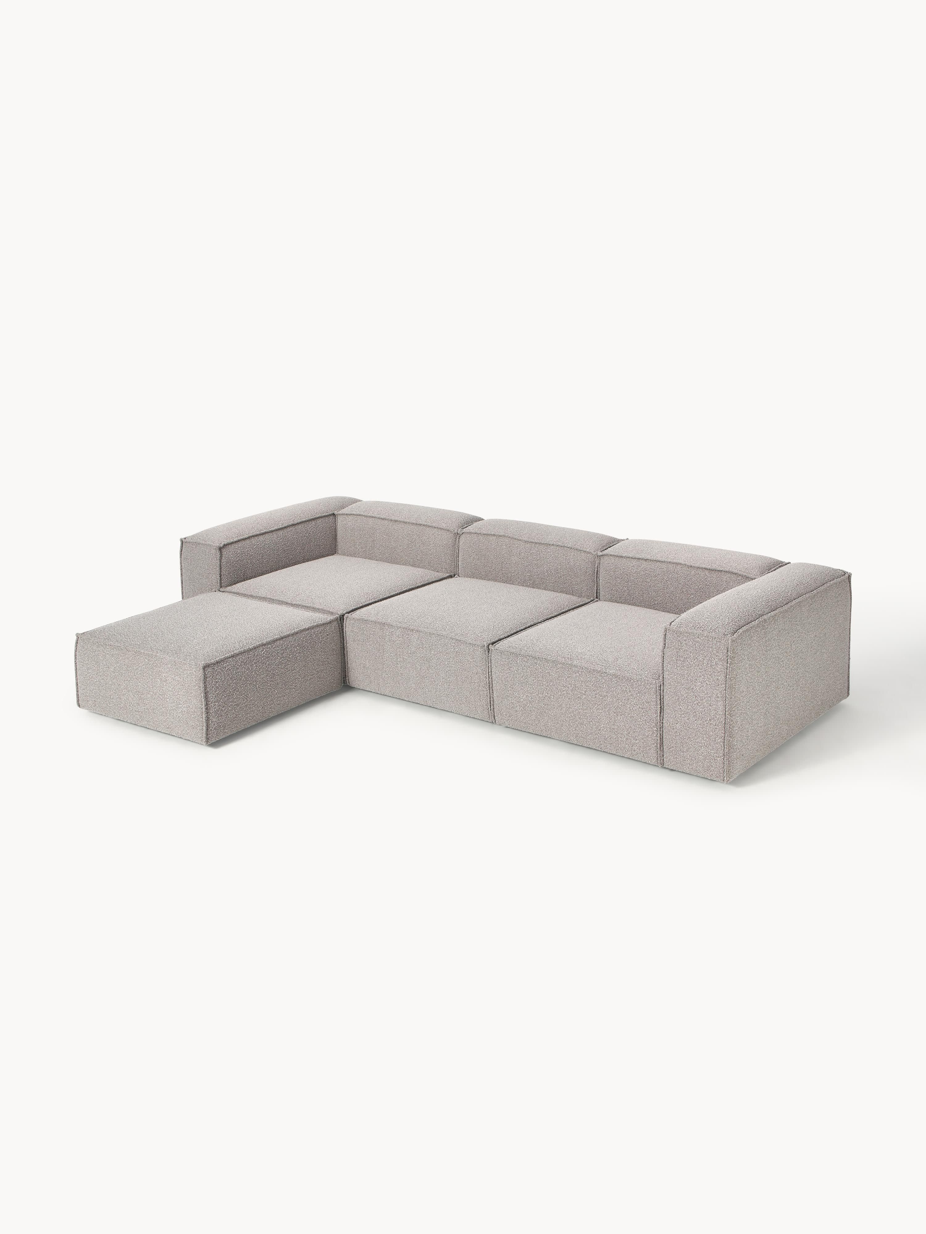 Modulares Sofa Lennon (4-Sitzer) aus Bouclé mit Hocker (links/rechts)
