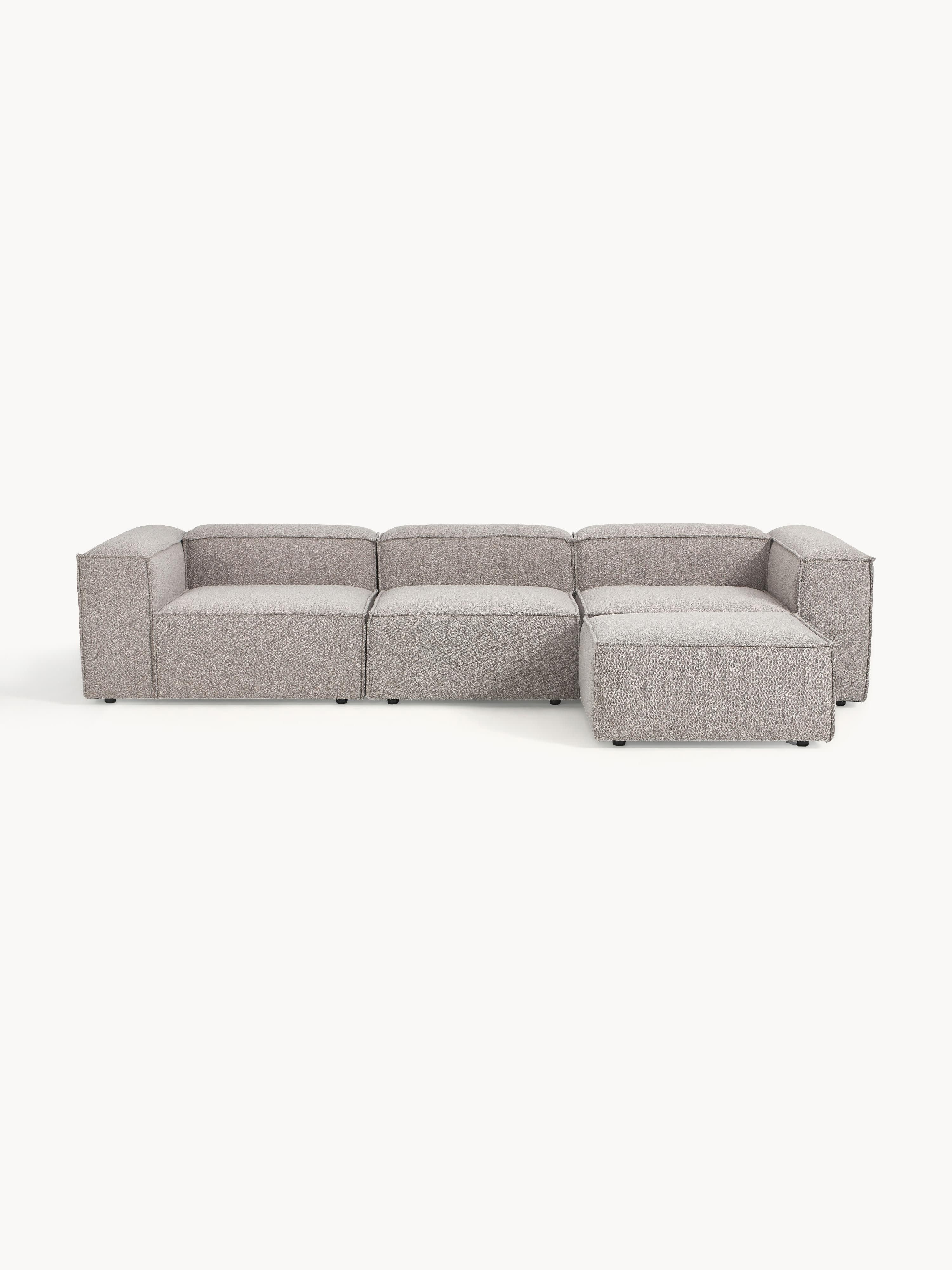 Galeriebild 1 - Modulares Sofa Lennon (4-Sitzer) aus Bouclé mit Hocker (links/rechts)