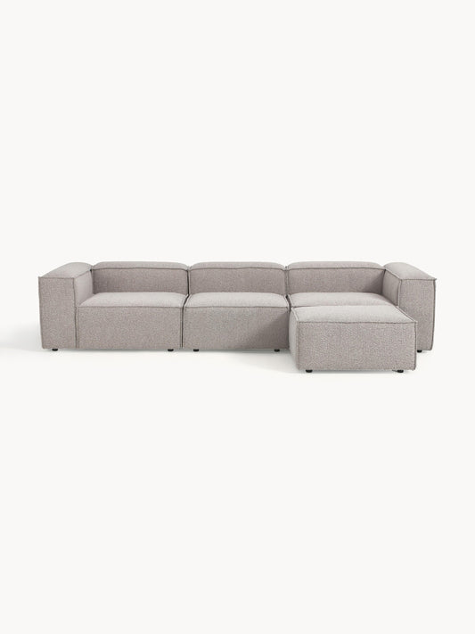 Galeriebild 1 - Modulares Sofa Lennon (4-Sitzer) aus Bouclé mit Hocker (links/rechts)